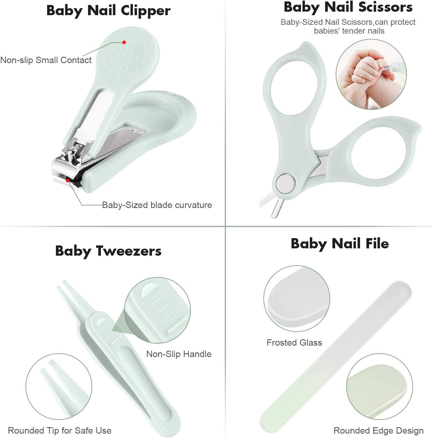 Baby Nail Clippers, 4-in-1 Safe Baby Nail Kit with Cute Case, Nail Clipper,  Scissors, Tweezers, Nail File Set for Newborn, Infant, Toddler and Kids-Owl  Green