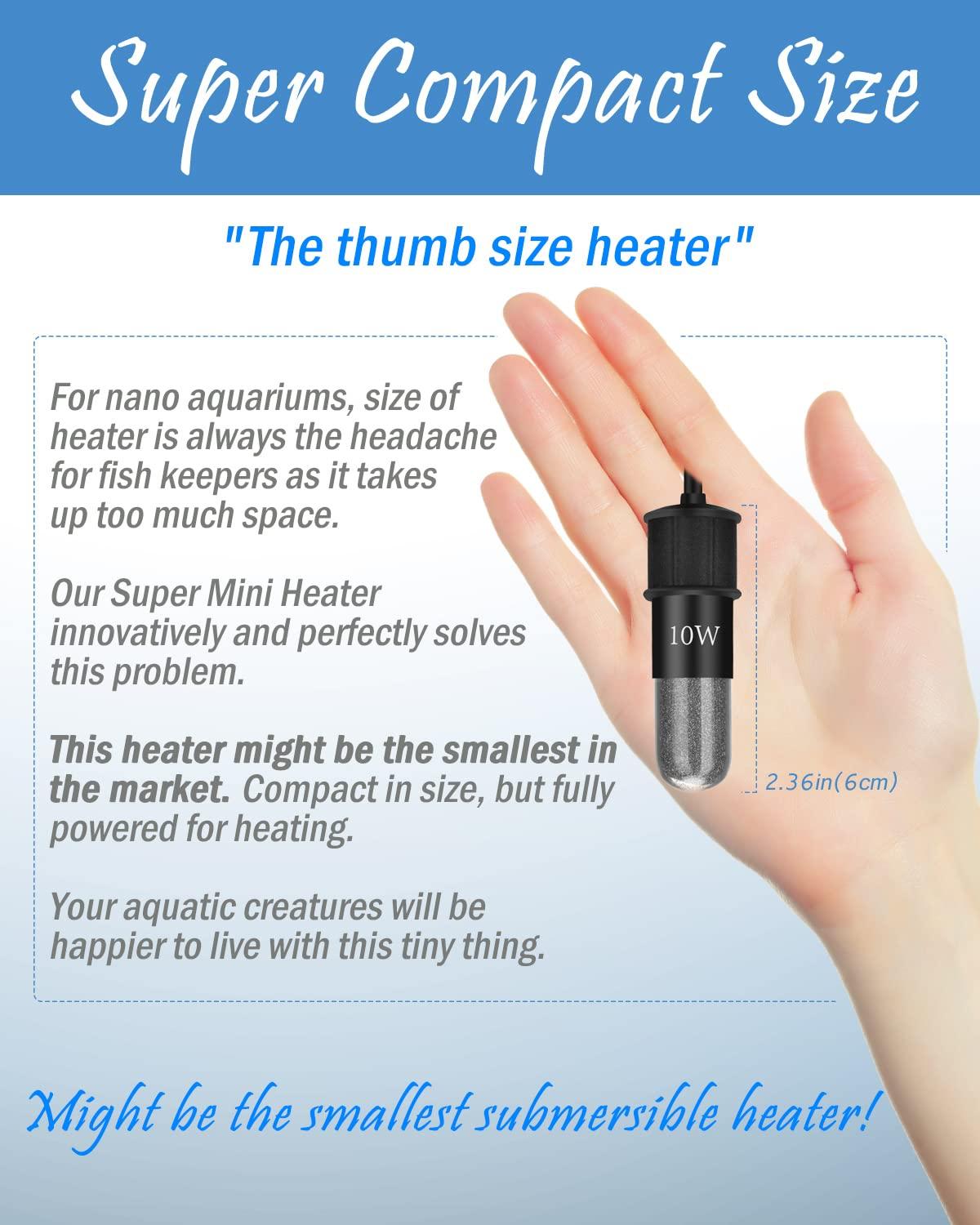 Kulife Fumak Super Mini Aquarium Heater 10W Betta Heater Small Aquarium