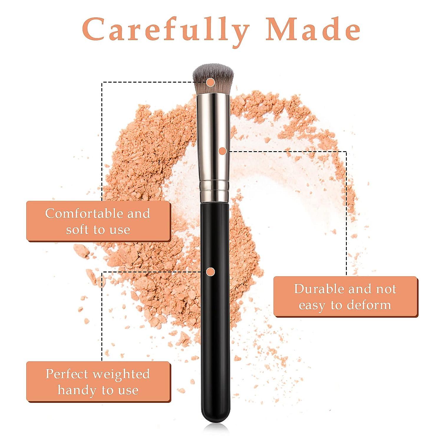 WLLHYF Concealer Brush Foundation Brush, Eye Mini Angled Flat Top Kabuki Nose  Contour Brush, Liquid Blending Mineral Powder Makeup Tools (14 x 145mm,  Long) Style A