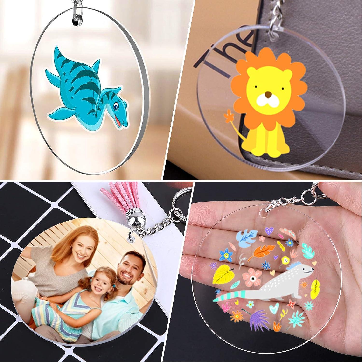 Duufin 108 Pieces Acrylic Keychain Blanks Set 3 Inch Clear Acrylic Round  Acrylic Ornaments Blanks with Hole and Key Chain Rings