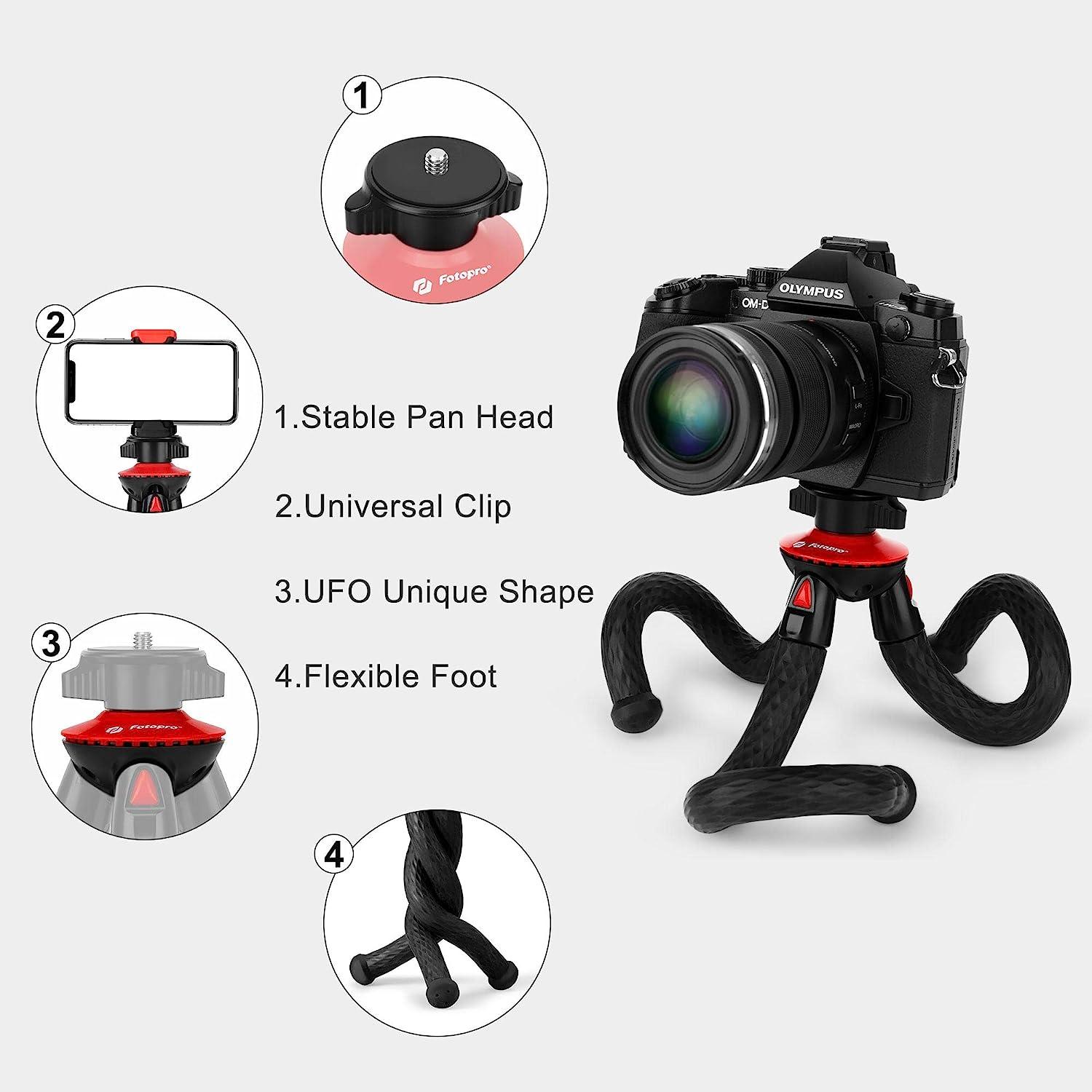 Fotopro UFO Flexible Camera Tripod with Phone Mount for Vlogging