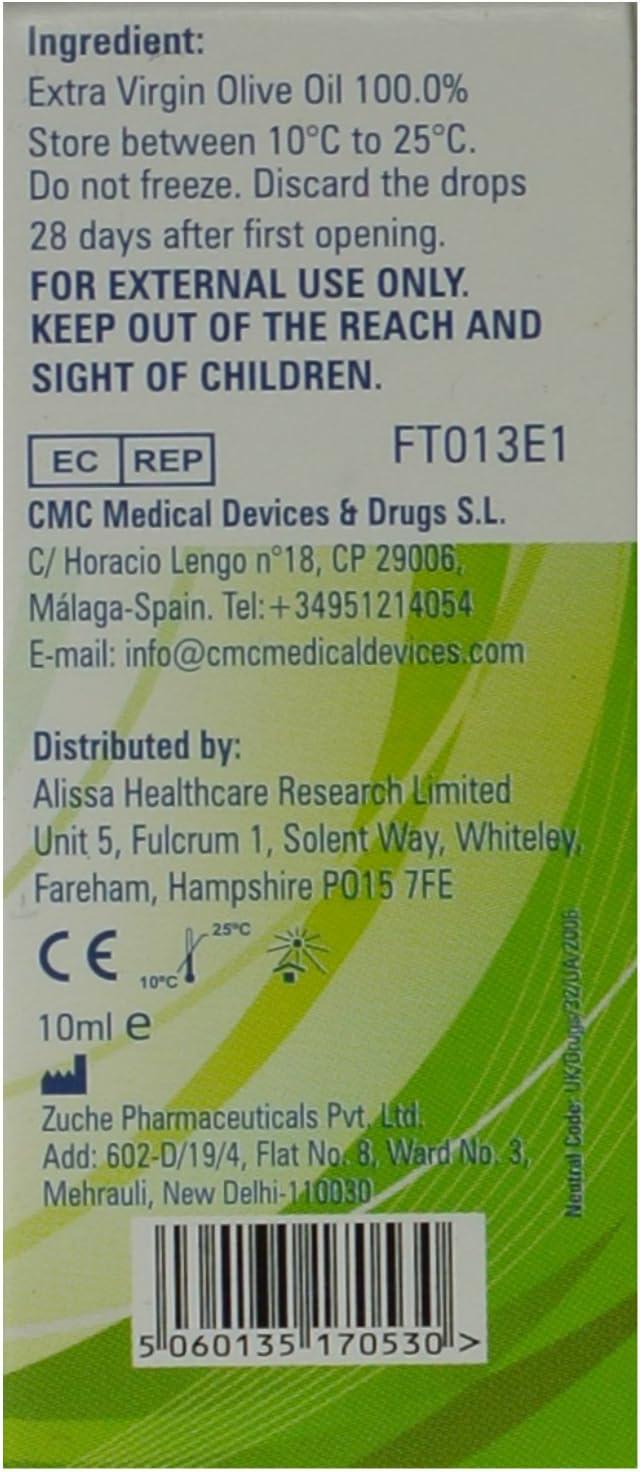 Alissa Olive Oil Ear Wax Drops 10 x 10ml (0.35oz) Bottles Softens