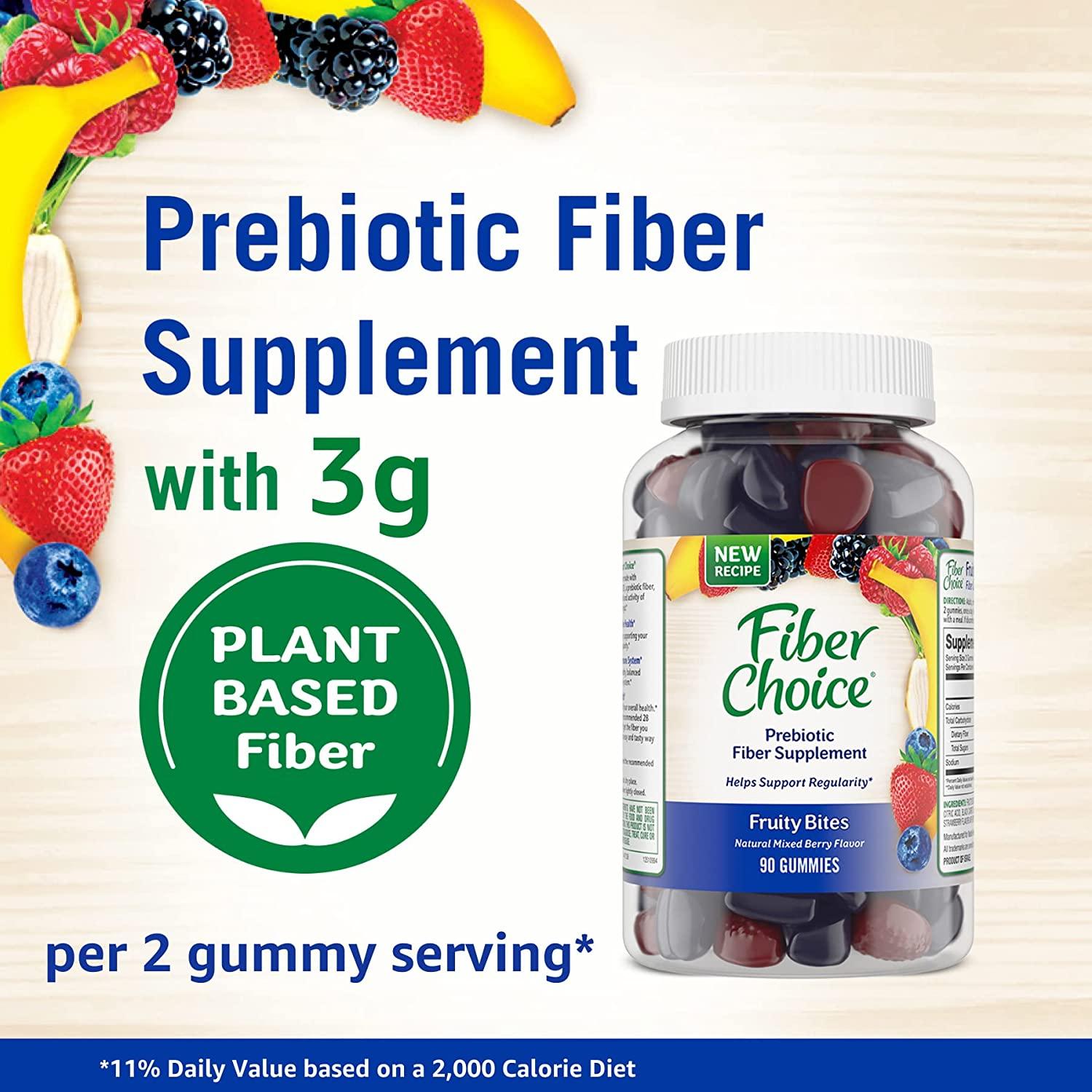Fiber Choice Fruity Bites Mixed Berry 90ct Gummies Daily Prebiotic