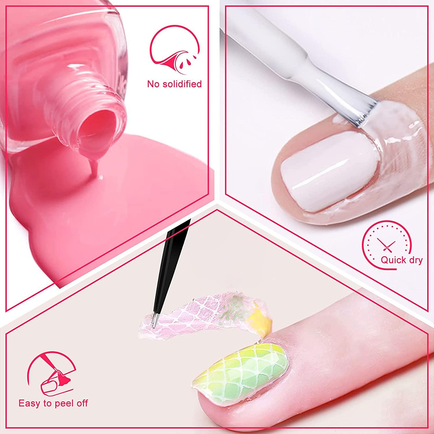 DR. MODE Liquid Latex for Nails - 30ML Upgraded Fast Drying Cuticle  Protectors Peel Off Nail Polish Barrier, Nail Stamping Skin Protector Latex  Tape with Bonus Tweezers for Various Nail Art 3
