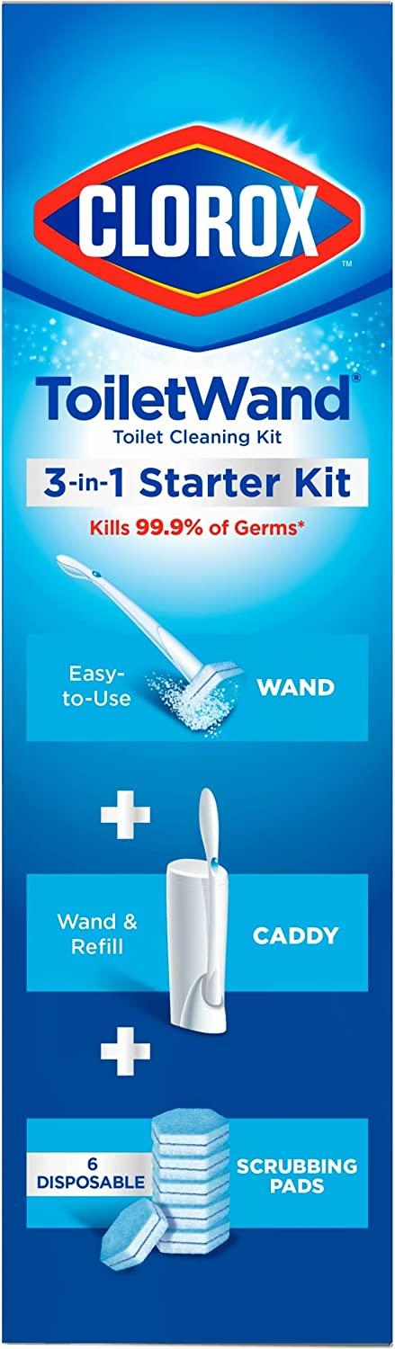 Clorox ToiletWand Disposable Toilet Cleaning System - 1 Kit (Includes:  ToiletWand, Storage Caddy, 6 Disinfecting ToiletWand Refill Heads) -  Bluebird Office Supplies
