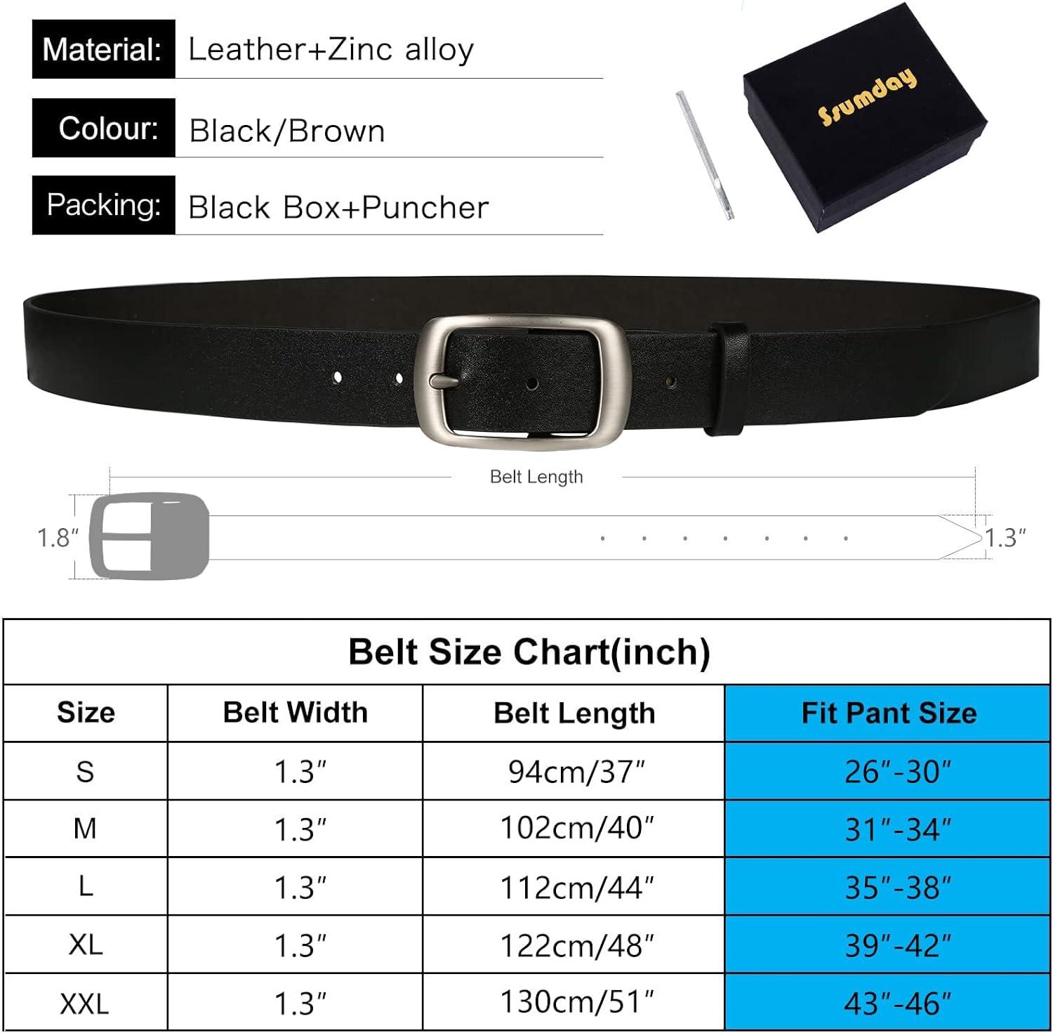 Leather Belts Belt Size For 31 Waist Women's Medium Brown Leather