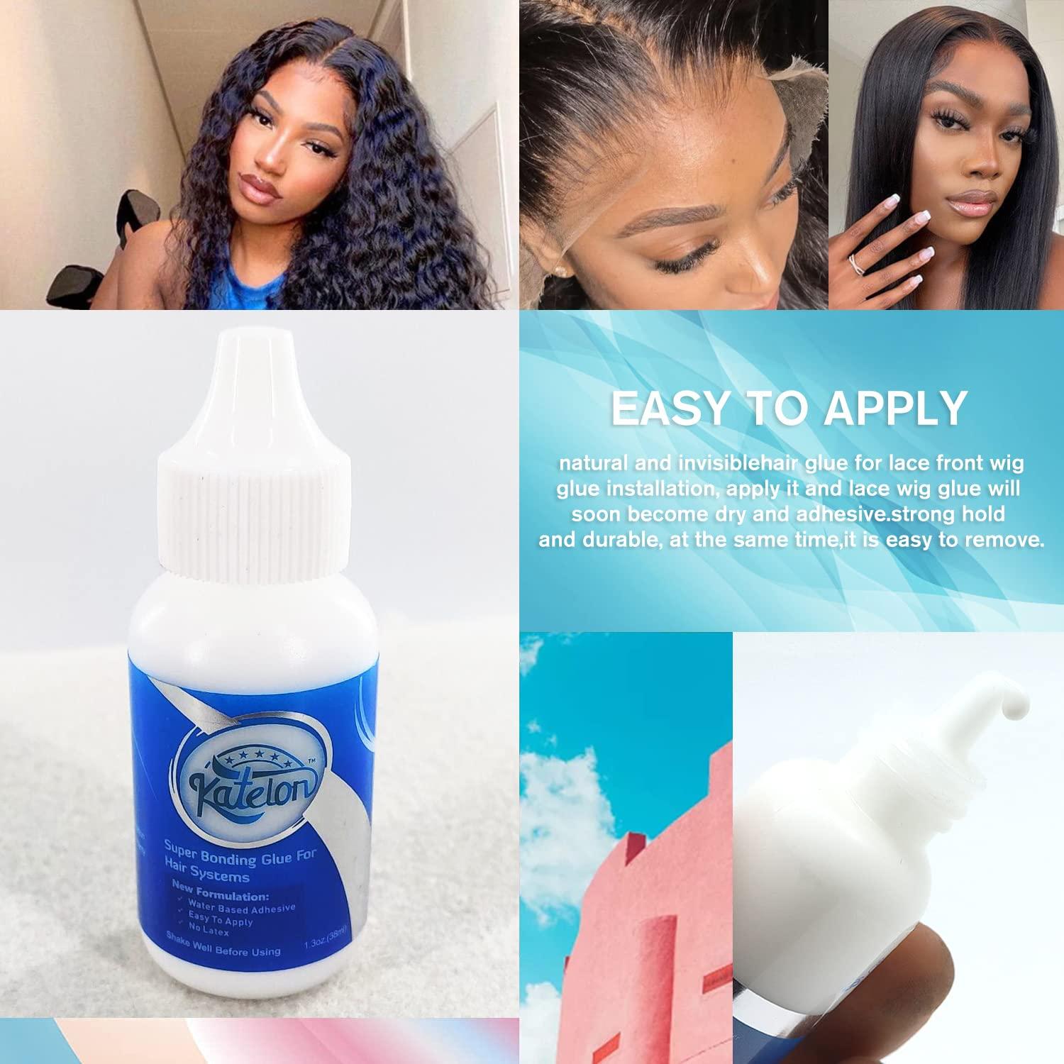 Lace Wig Glue, 1.3oz Invisible Waterproof Bold Hold Lace Wig Glue  Waterproof for for Poly and Lace Hairpiece, Wig, Toupee Systems(1 Bottle)