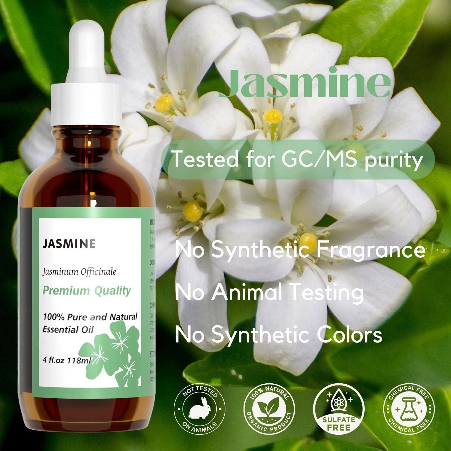 Jasmine Essential Oil for Diffuser Pure and Natural Aromatherapy Oil for  Hair & Skin Care Body Massage DIY Perfume 4 fl. Oz Green-jasmine 4 Fl Oz  (Pack of 1)