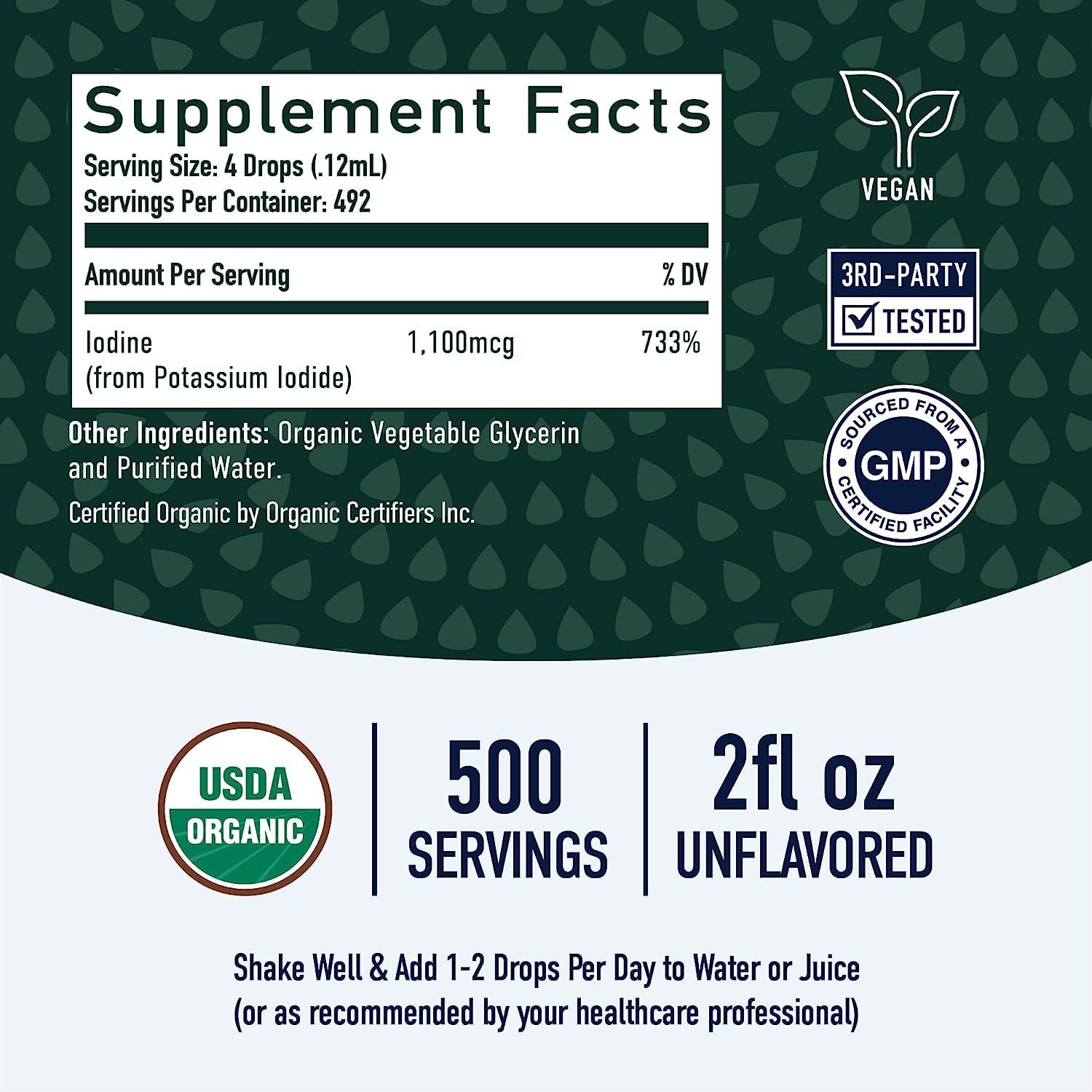 Organic Liquid Nascent Iodine Drops Thyroid & Metabolism Support 2