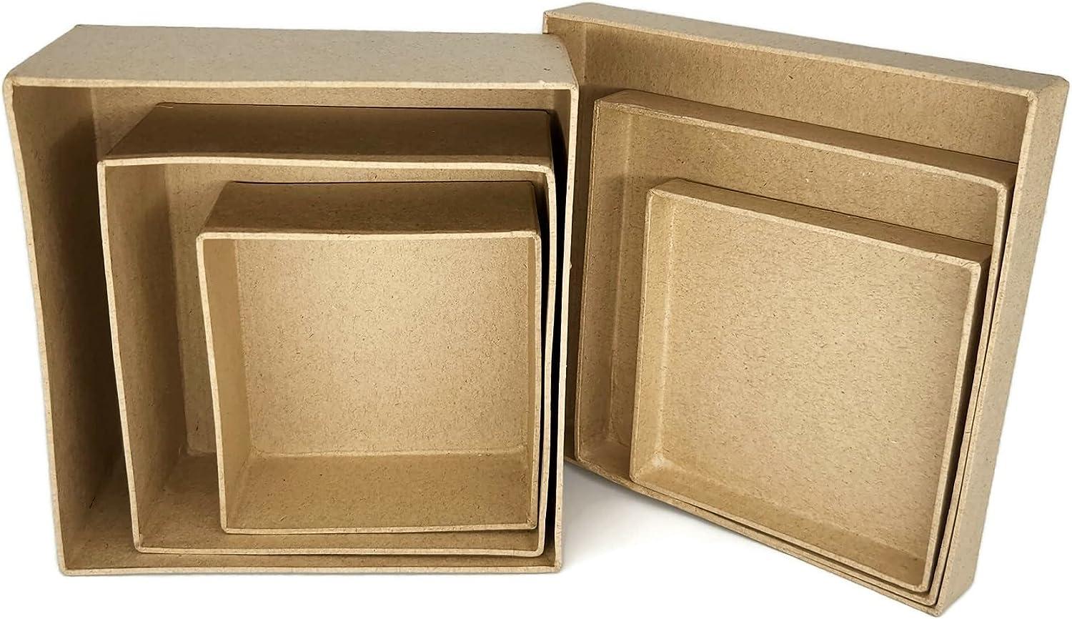 AllStellar Square Paper Mache Nesting Boxes Small Set of 3 Paper Mache  Boxes with lids for Crafting Gifts Storing Jewelry Treasure Accessories  Cosmetics Ornament and more 3 pcs Square Box