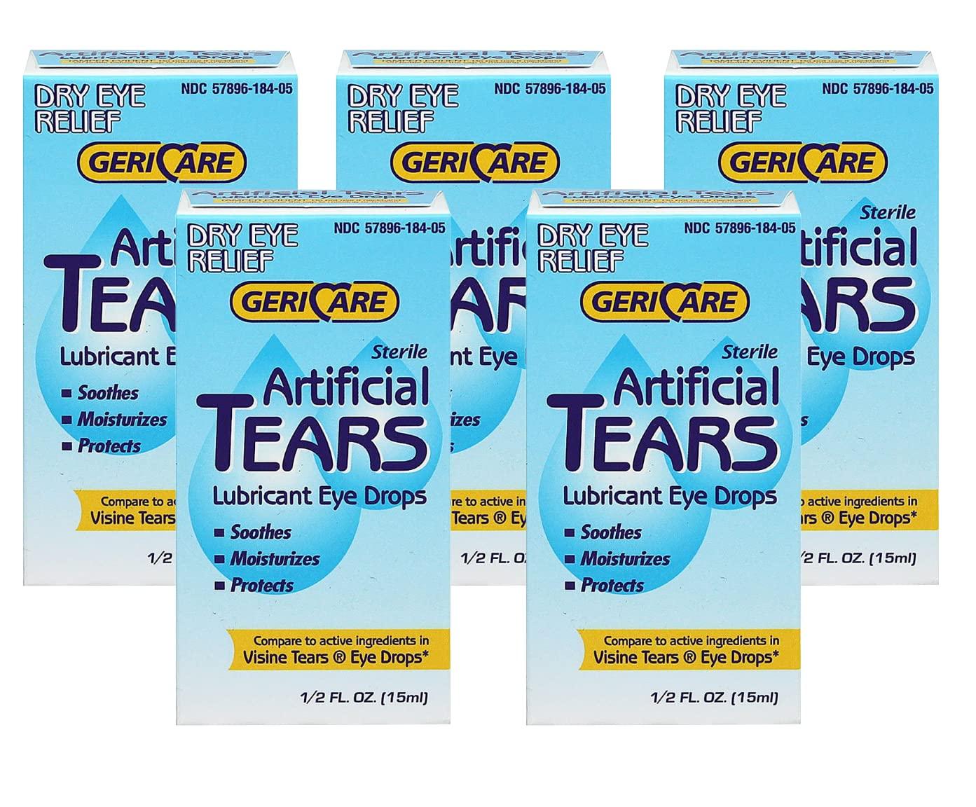 Gericare Artificial Tears Lubricant Eye Drops 15 mL (5 Pack