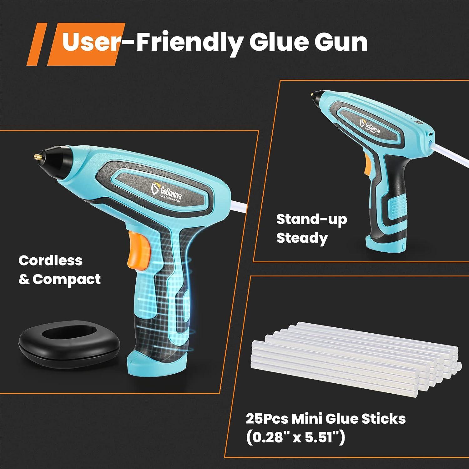 Cordless Anti-Drip Glue Gun GoGonova Auto Gluing Out 15s Fast Preheating Glue  Gun 5Ah USB-C Rechargeable Hot Glue Gun Kit with 25 Pcs Premium Mini Glue  Sticks Smart Power-Off