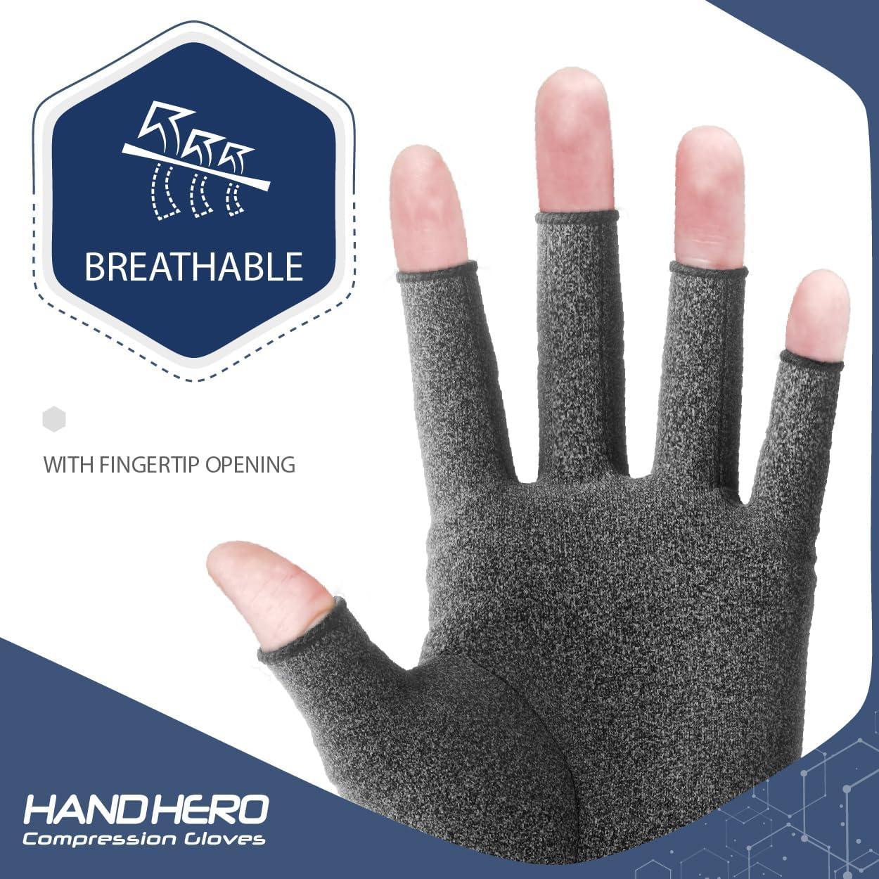 Hand Hero Arthritis Compression Gloves Fingerless Support for Men and