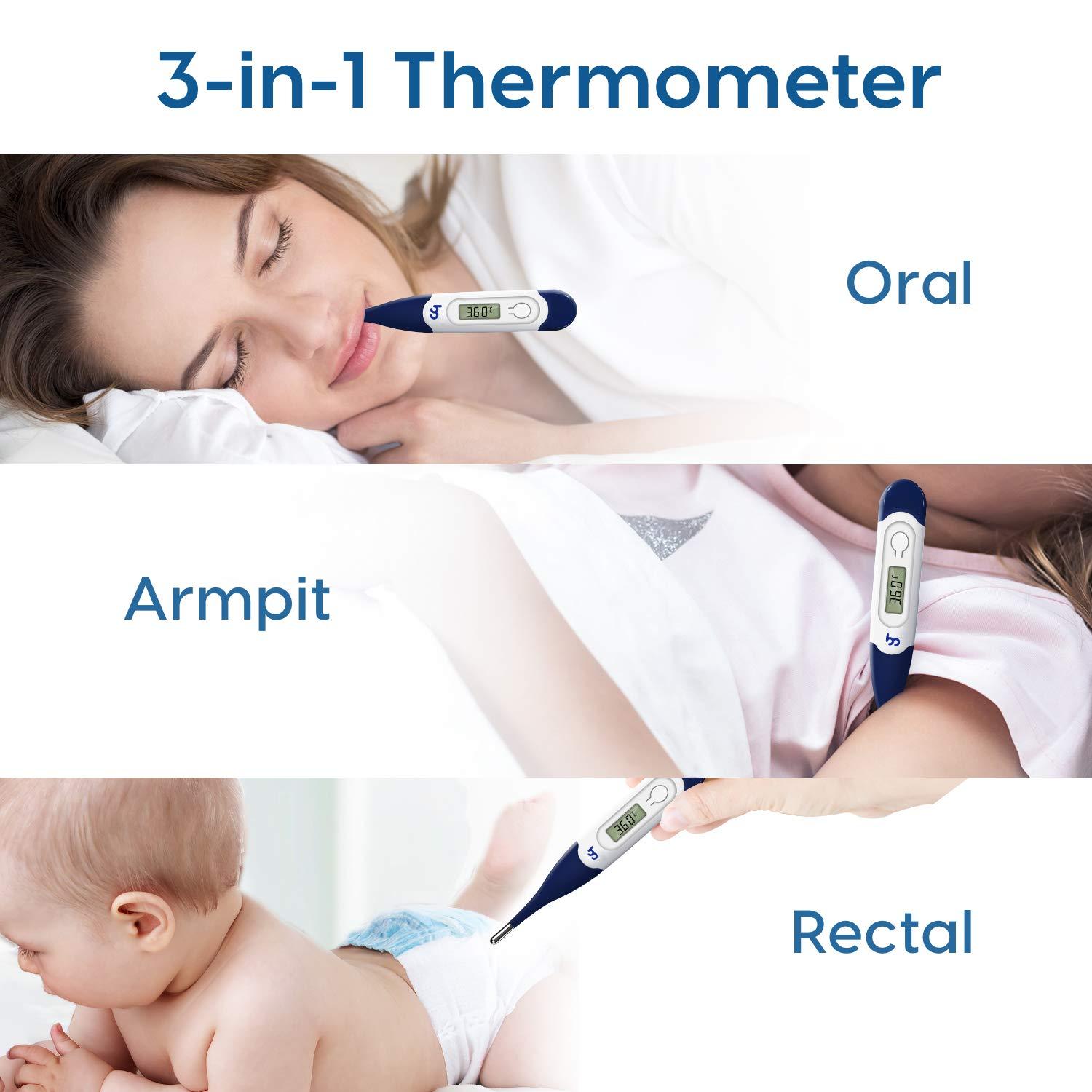 LAEEKCKC Femometer Digital Thermometers Oral Thermometer Adults Kids Babies Accurate Switchable