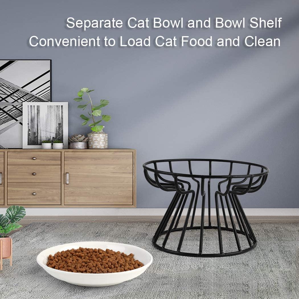 Raised Cat Food Bowl Stand Anti Vomiting Ceramic Cat Dish Elevated