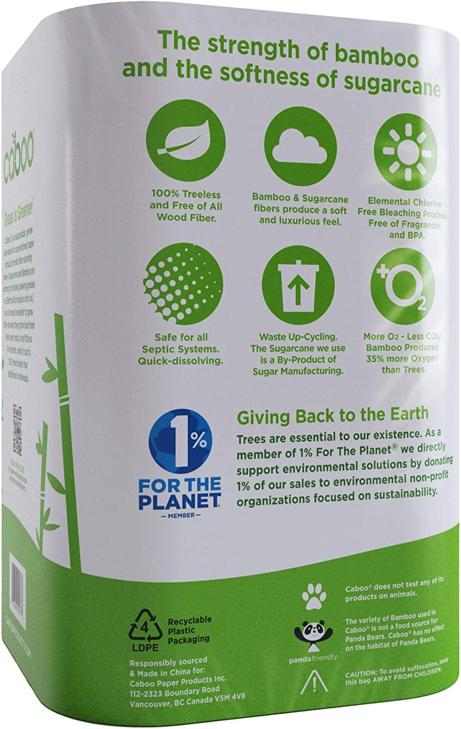 Caboo TreeFree Bamboo Toilet Paper, Septic Safe Biodegradable Bath