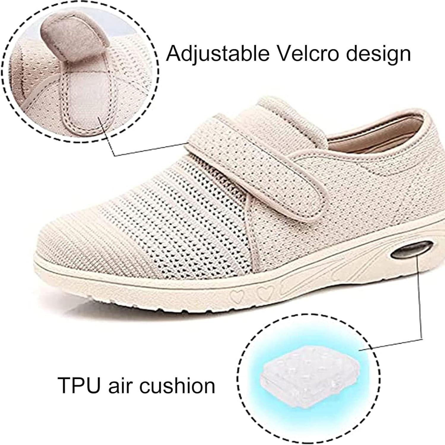 DITESABE Extra Wide Women's Diabetic Walking Shoes for Swollen Feet Adjustable Sneakers for
