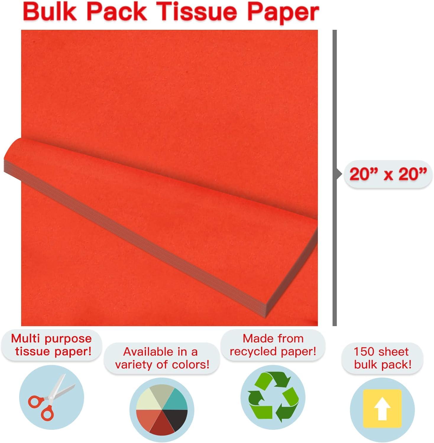 150 Sheets Colored Bulk Tissue Paper for Gift Wrapping Bags for Holidays,  Art Crafts, 5 Assorted Colors, 15 x 20 Inches