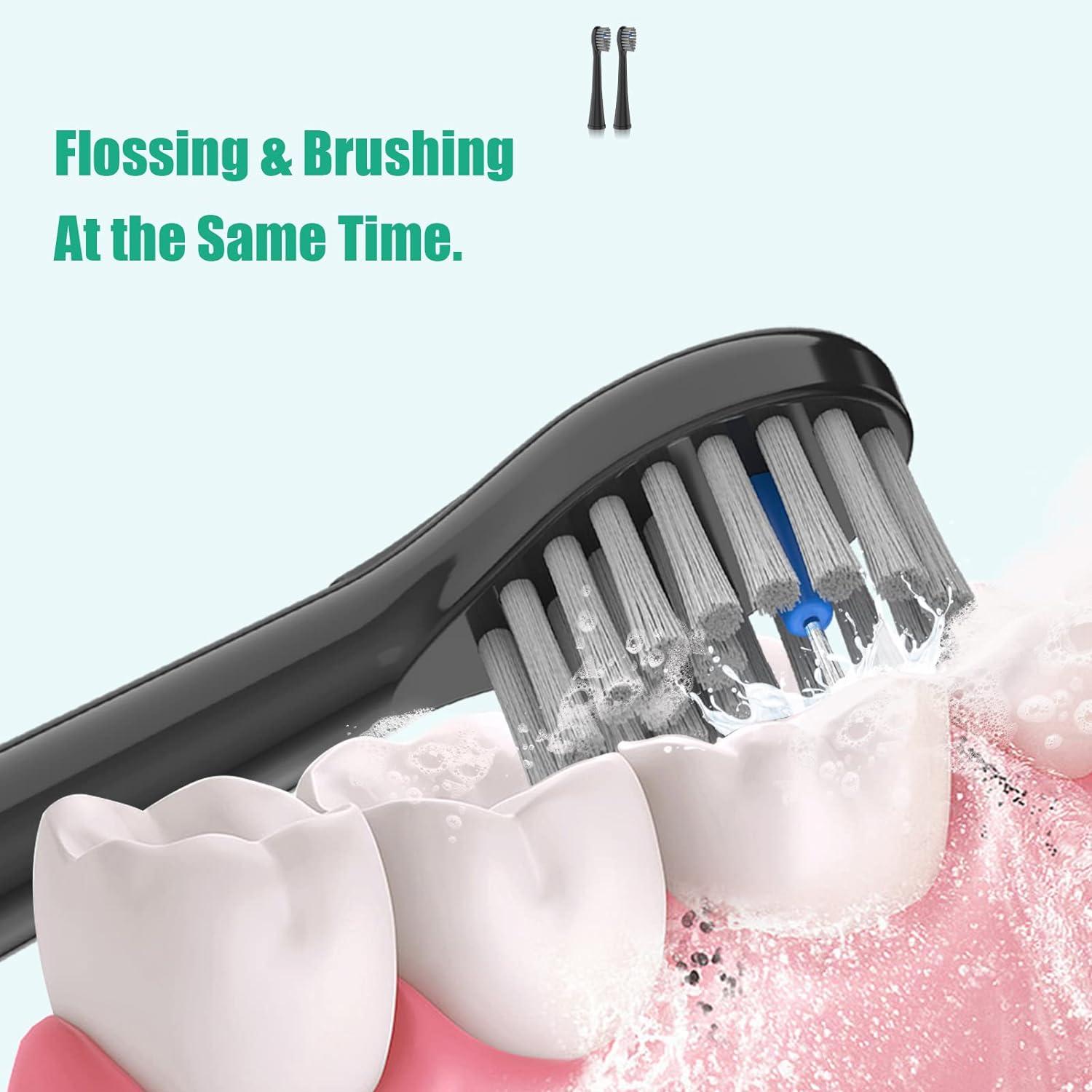 Flossing Toothbrush Head Replacement Compatible with Waterpik Sonic