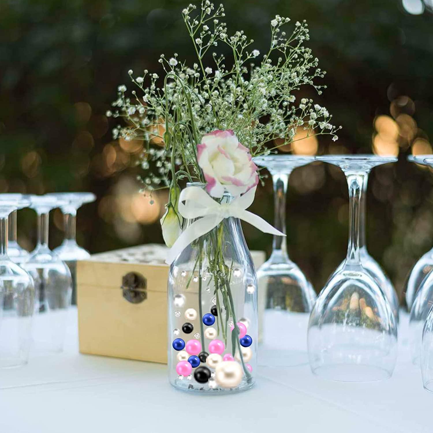 50Pcs Floating Vase Pearl Includes Transparent Water Gels Assorted Color  Vase Decoration No Hole Pearls Wedding Table Decoration