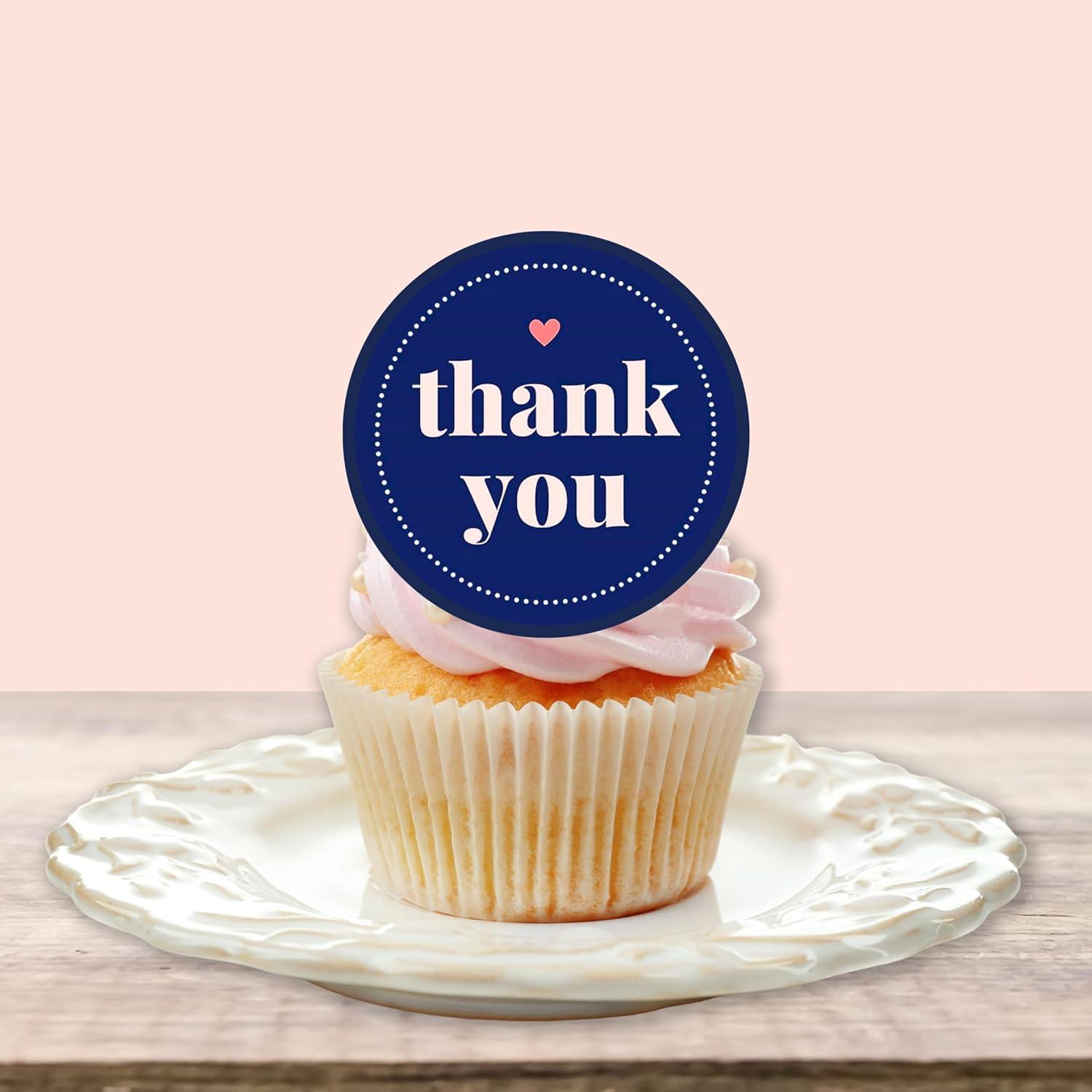 24 PRECUT Thank You Cupcake Toppers Theme 3 Edible Thank You Cake