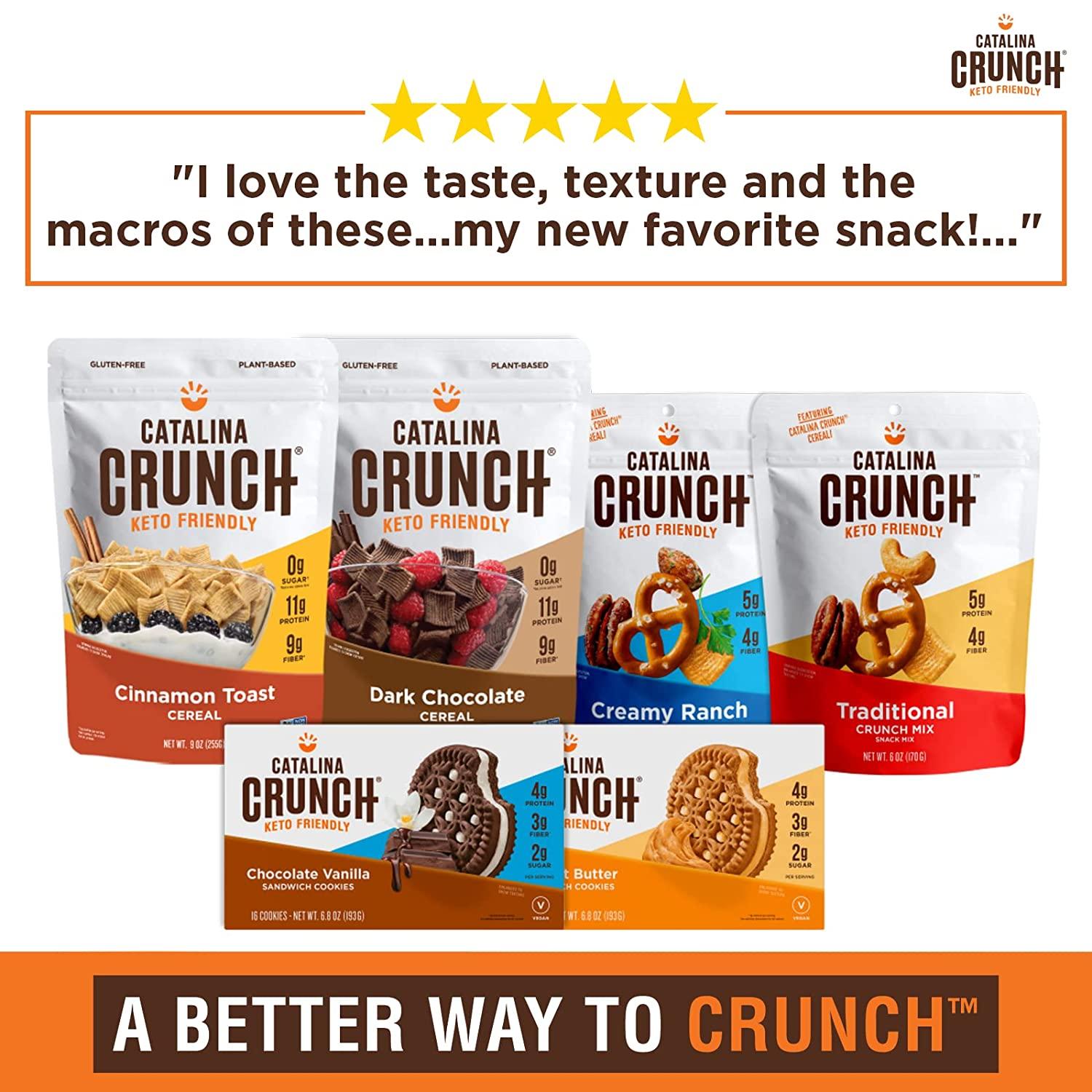 Catalina Crunch Cinnamon Toast Keto Cereal 4 Pack (9oz Bags) Low Carb, Sugar Free, Gluten Free