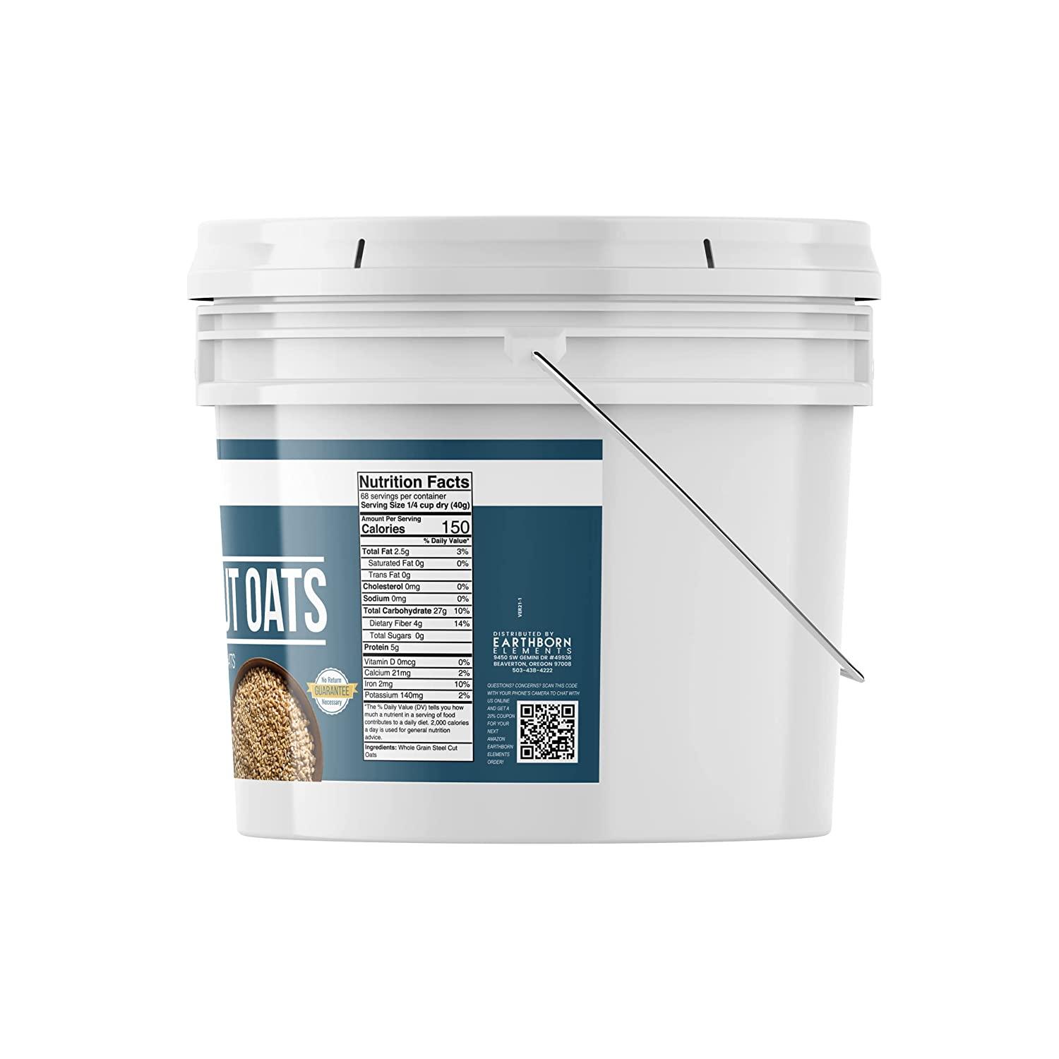 Steel Cut Oats, 1 Gallon Bucket by Earthborn Elements, Also Called Irish Oatmeal, Breakfast