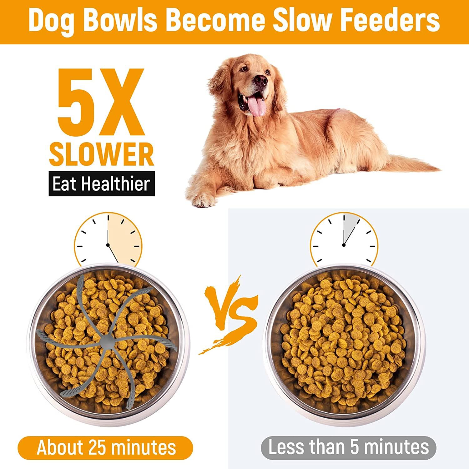 Slow Feeder Dog Bowls Insert, Cuttable Dog Slow Feeder with Suctions, Slow  Eating Feeder Insert for Large Small Breed, Medium Size Dogs, Anti-gulping  Cat Slow Feeder Grey 