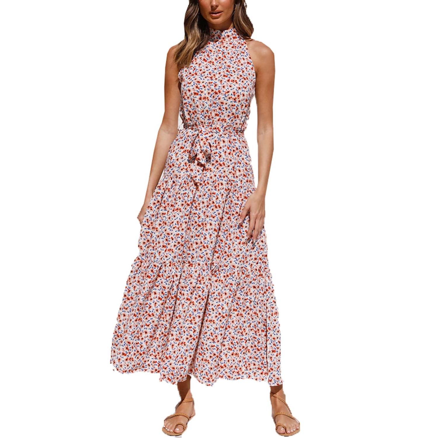 WJANYHN Spring and Summer Fashion Women's Halter Neck Polka Dot Print Lace  Dress Long Skirt | Buy Now with Express International Delivery | GoSupps.com
