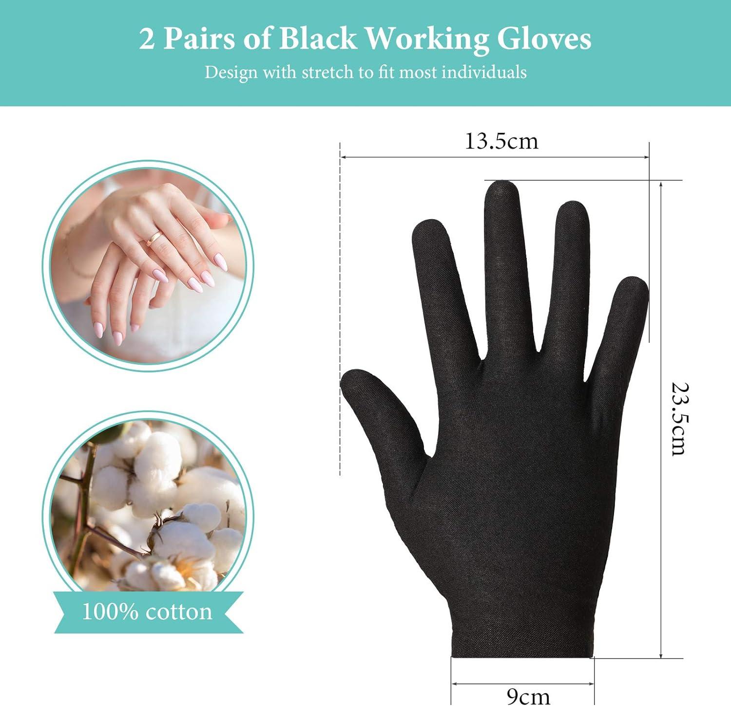2 Pairs Dermatological Cotton Gloves Use with Hand Cream Soft Hands Beauty  Glove 5056170302302