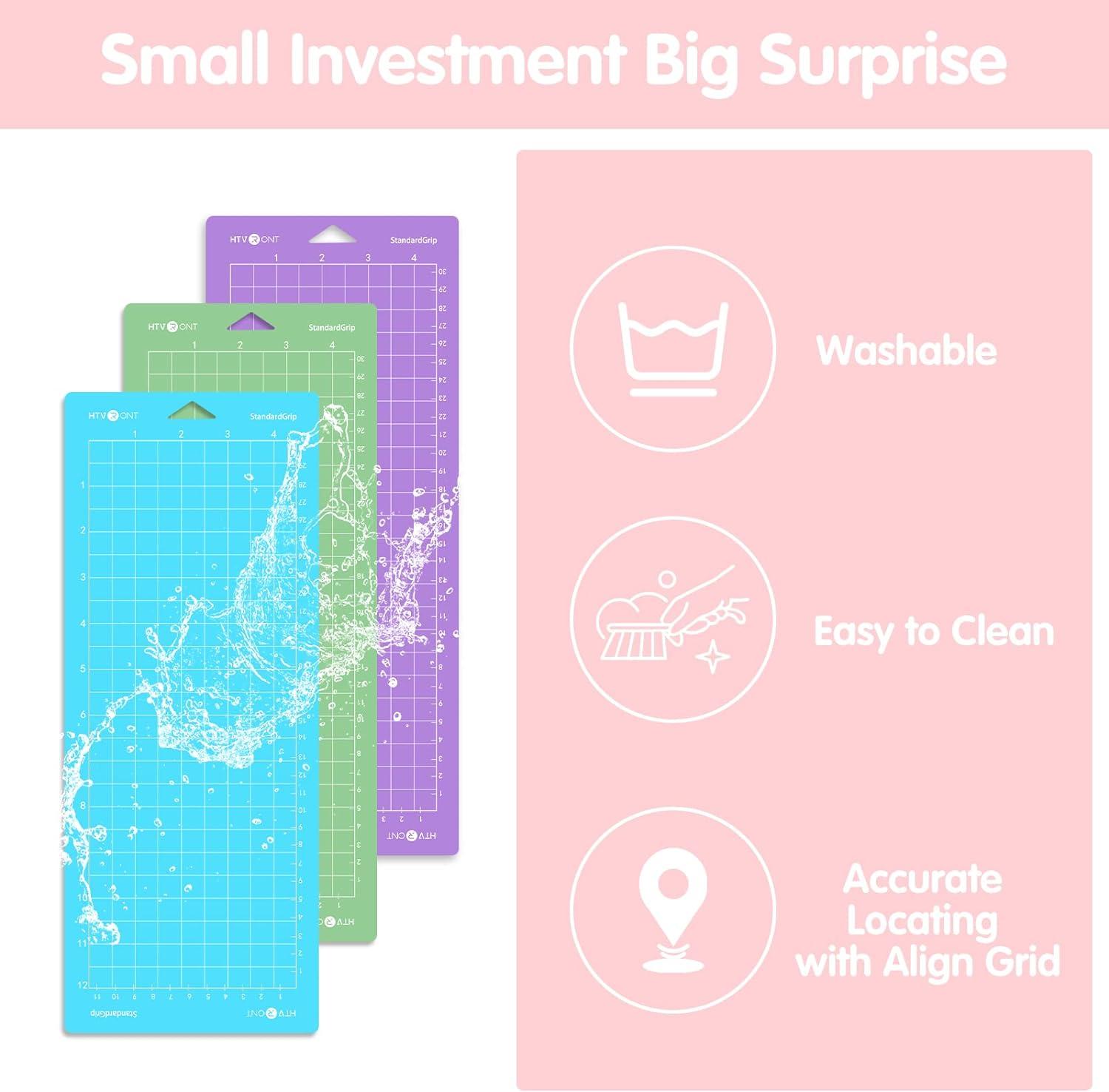 HTVRONT Standard Grip Cutting Mat For Cricut Joy 3 Pack 4.5"X12