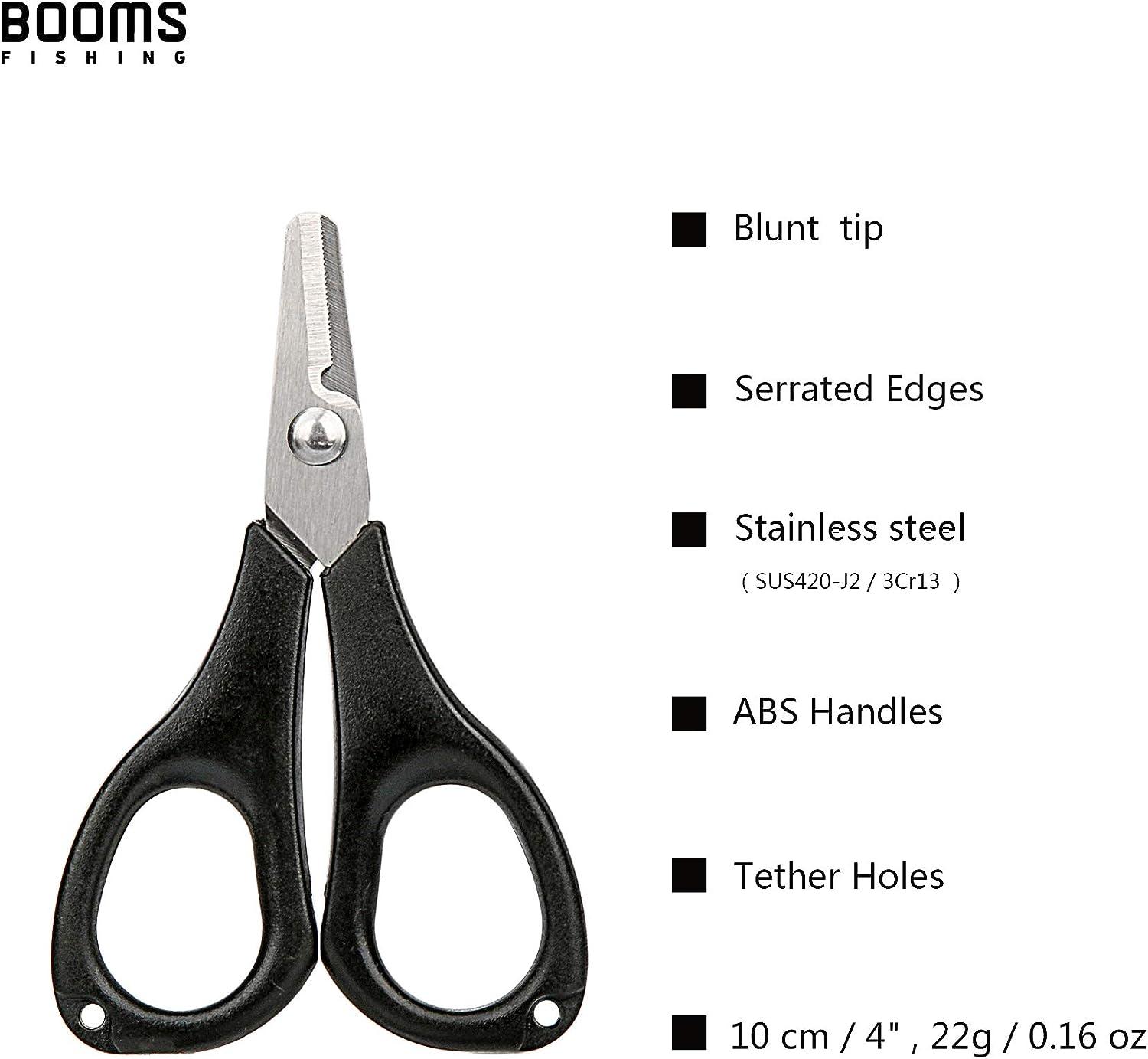 Booms Fishing S01 Fishing Scissors for Braided Line, Fishing Line Cutter  Saltwater and Freshwater, Fishing Serrated Shears with Retractor or Split  Ring Function Black With Retractor