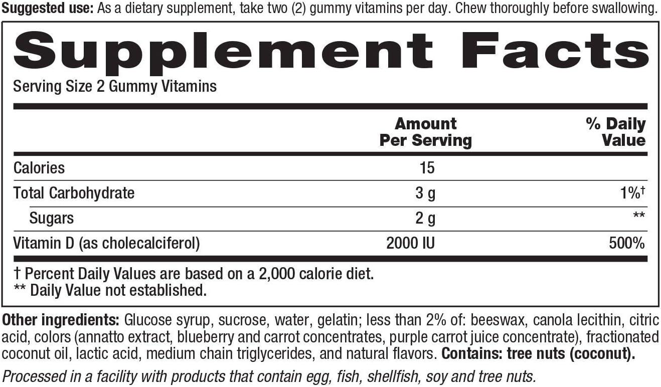 Vitafusion Vitamin D 2000 IU Adult Gummies 275 Count Unflavored 275
