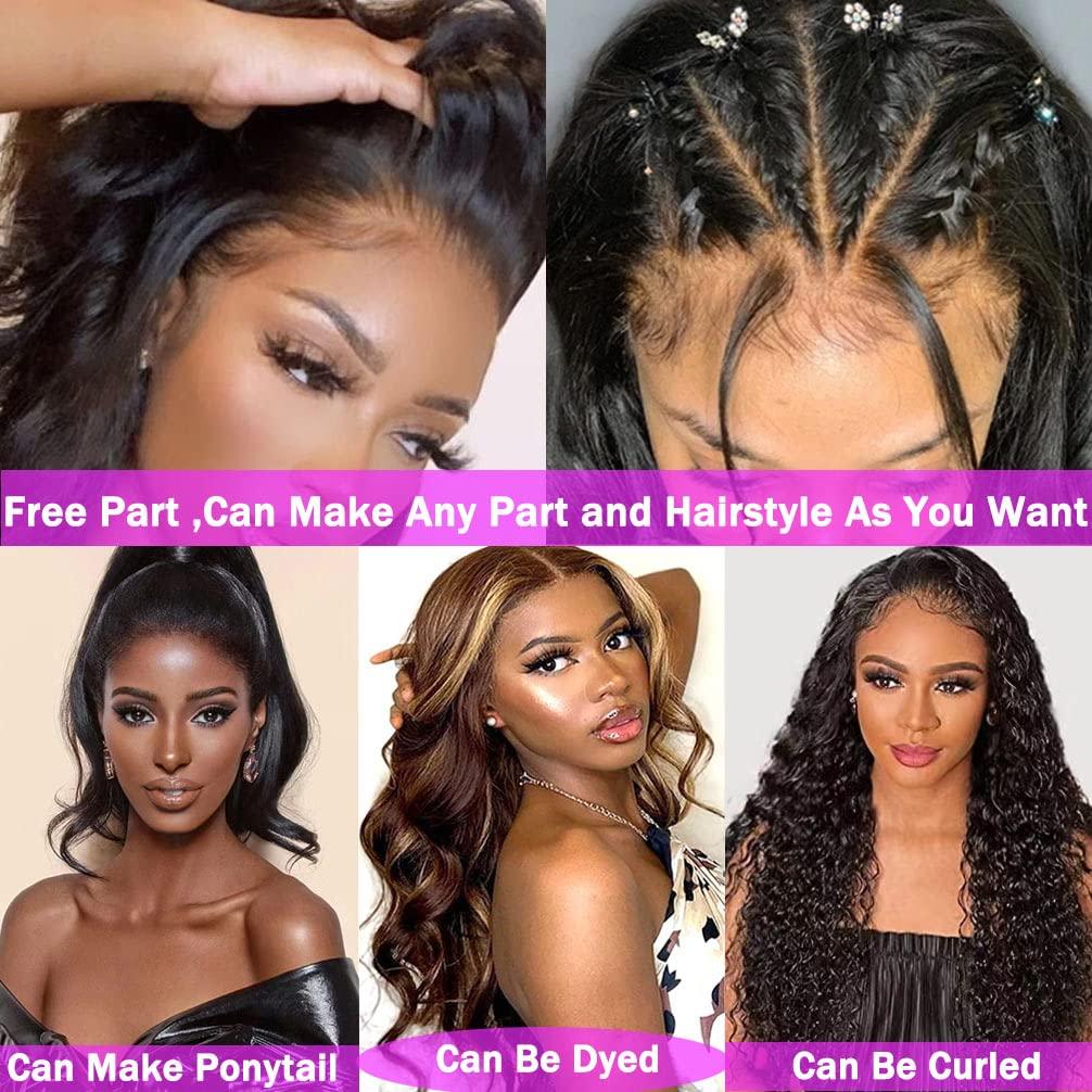 Amazon.com : 26 Inch Body Wave Lace Front Wigs Human Hair Pre Plucked 180%  Density 13x4 HD Lace Front Wigs for Women Glueless Wigs Black Unprocessed  Brazilian Virgin Human Hair with Baby