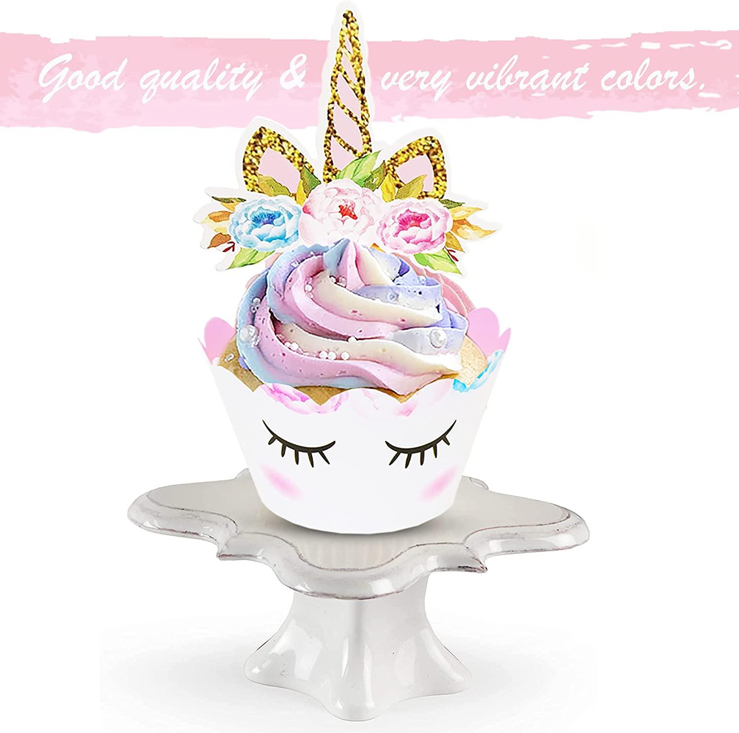 Unicorn Cupcake Toppers and Wrappers Decorations (30 of Each