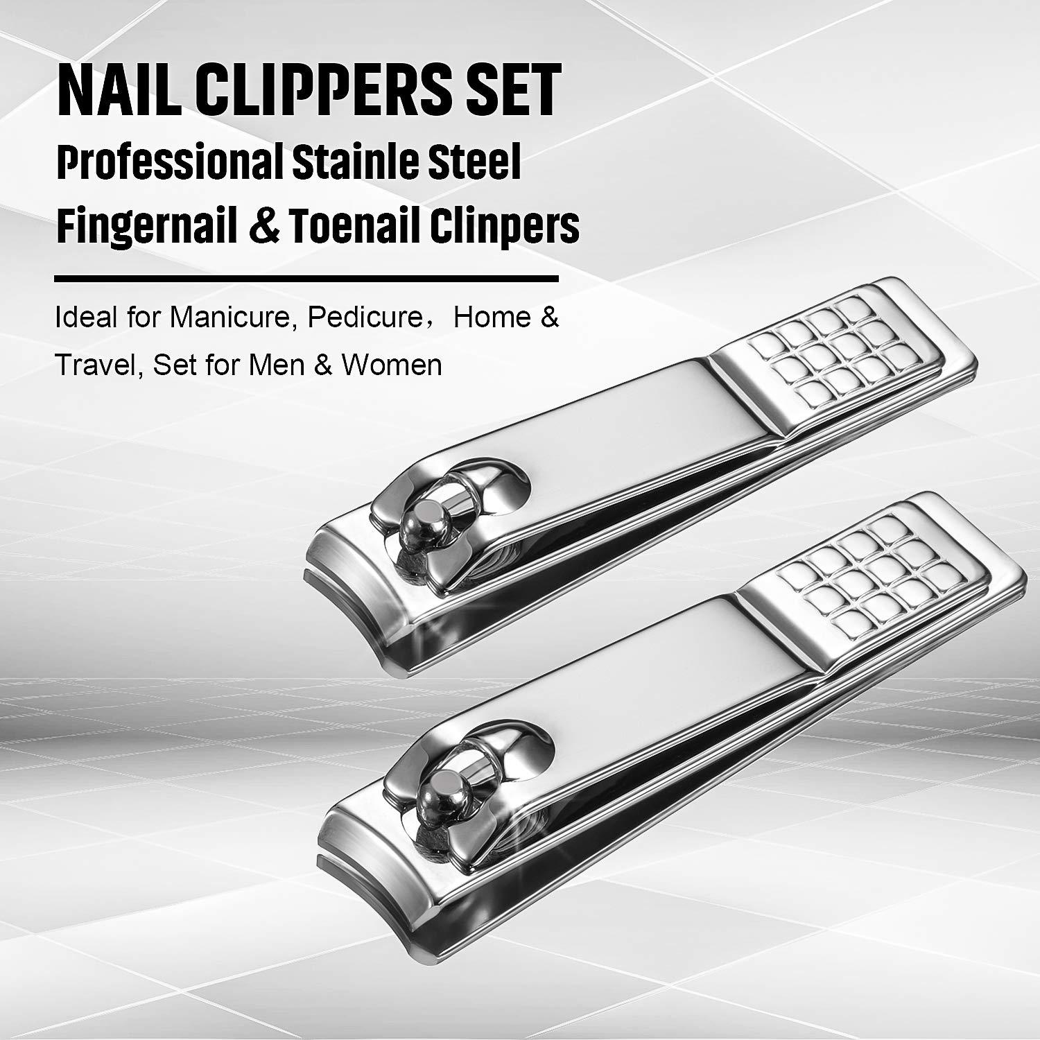 12 Pieces Stainless Steel Nail Clipper Bulk Pack Set Silver Nail Cutter  Fingernails and Toenail Clipper Cutter for Women Men