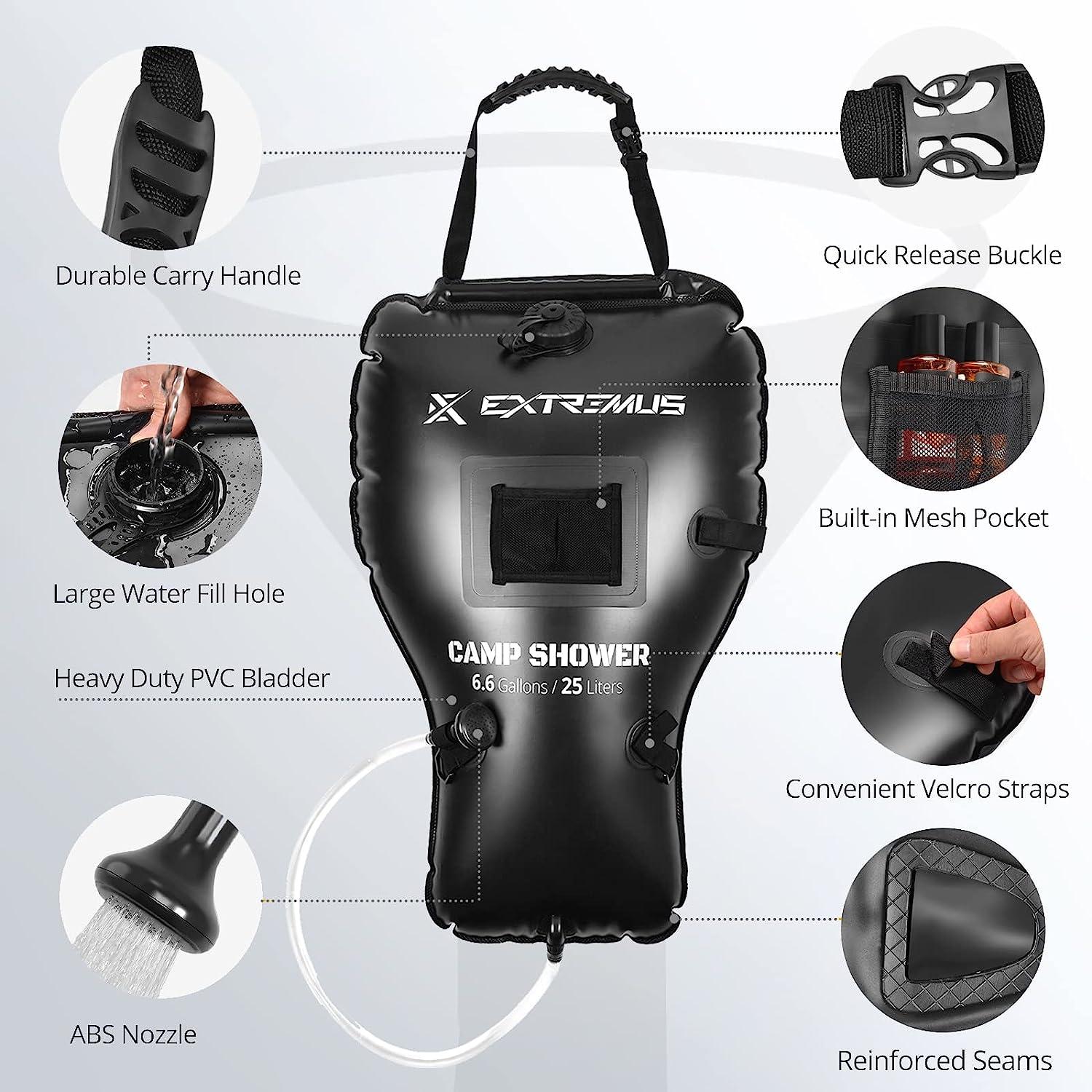 Extremus Rainbow Falls Camping Shower, 6.6 Gallons/25L Camp Shower Bag