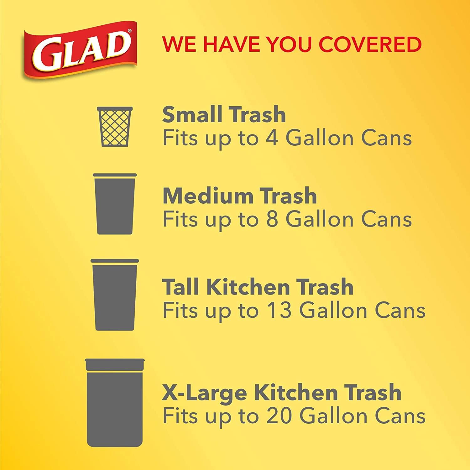 Glad Trash & Food Storage Medium Kitchen Drawstring Trash Bags 8 Gallon  White Trash Bag, Fresh Clean Scent, 80 Count (Package May Vary)
