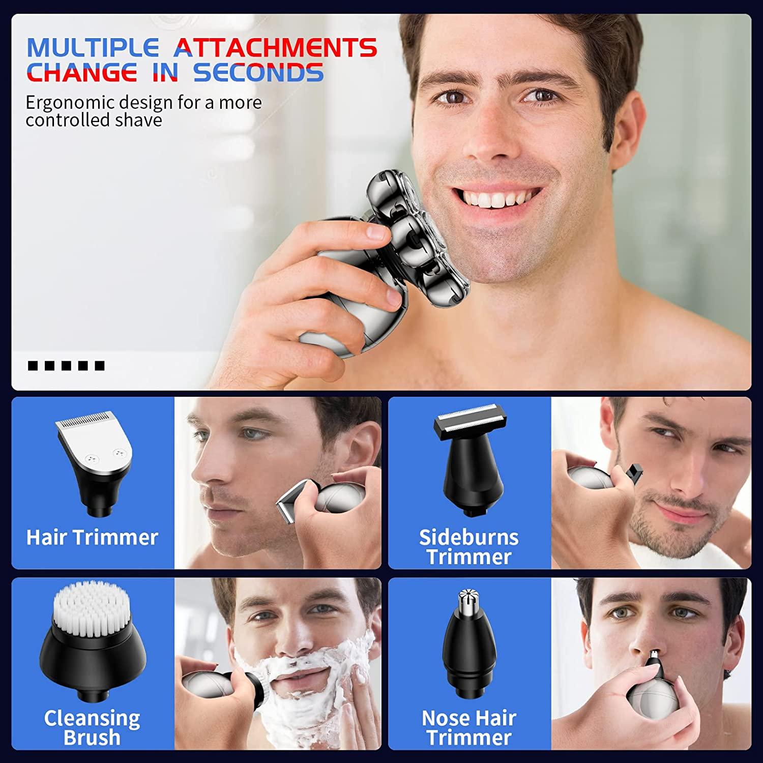 5in1 Electric Bald Head Shaver for Men Waterproof Grooming Kit with
