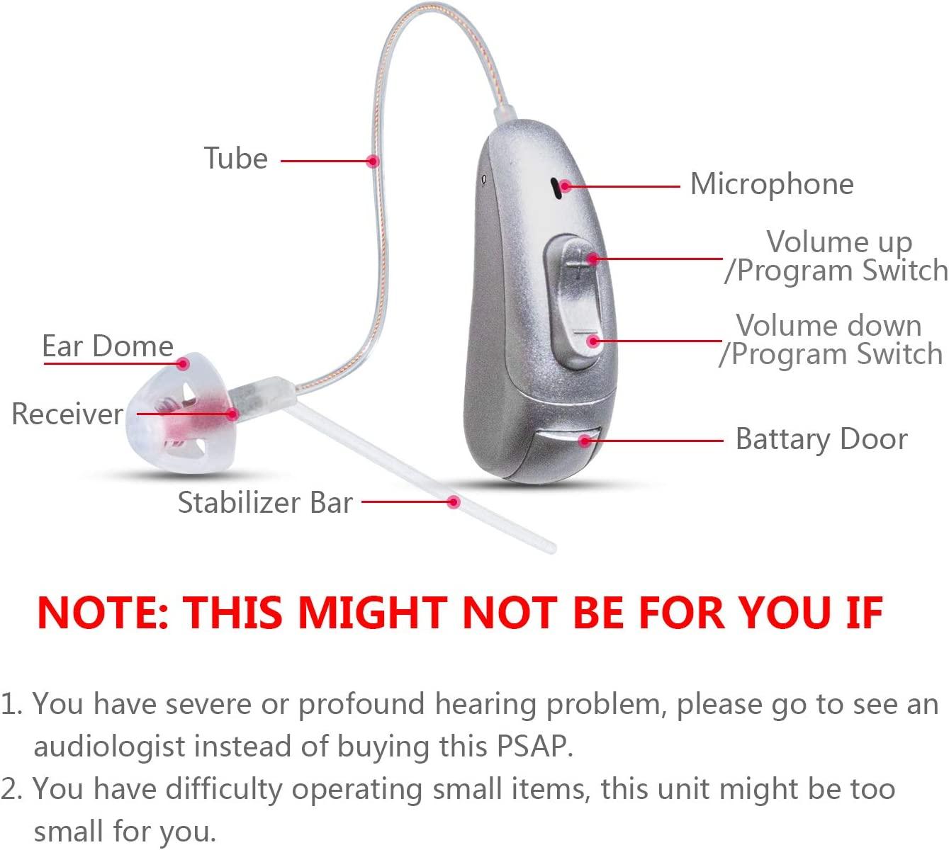 Invisible Digital Hearing Aid for Adults & Seniors Lightweight & Noise Reduction (RedRight Ear)