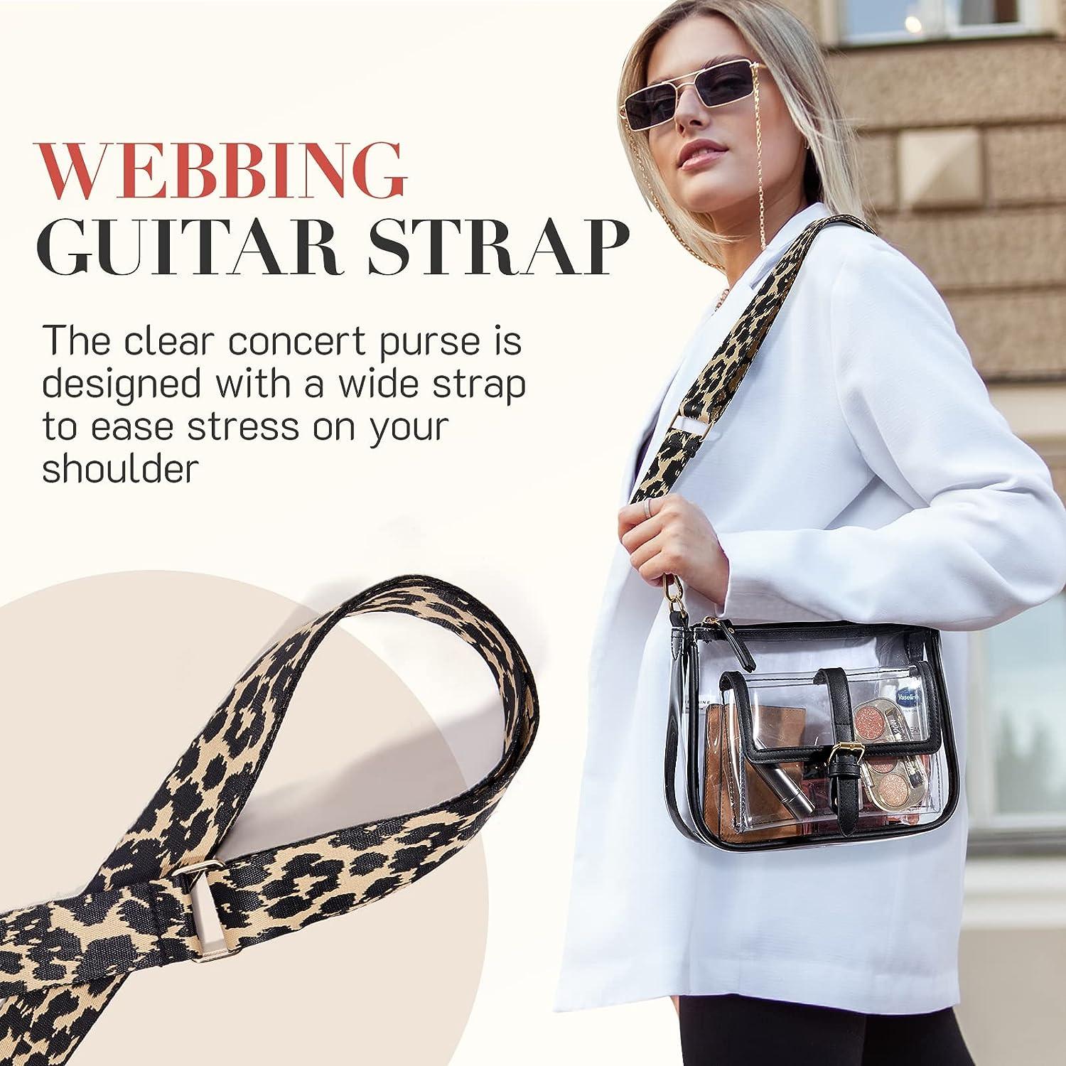  Clear Crossbody Purse Bag, Leopard Print PU Leather Bag,  Stadium Approved Clear Tote Bag for Concerts Sports Events : Clothing,  Shoes & Jewelry