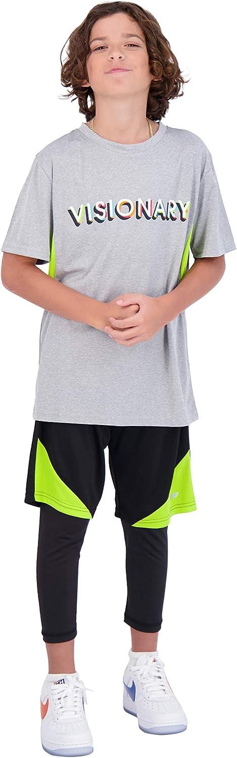 Basketball Shorts With Gym Shorts Over Leggings Hind Boys 3-Piece - Main Image