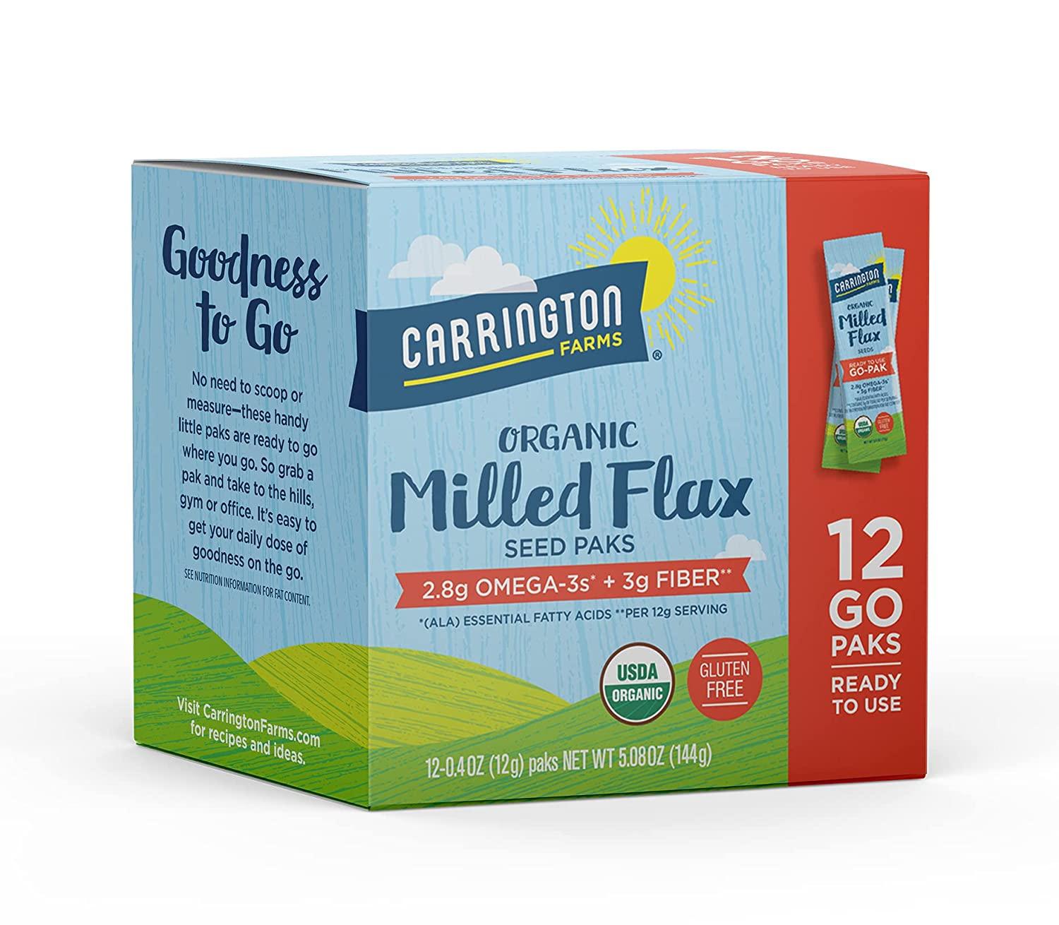 Carrington Farms Flax Paks Organic Milled Flax Seeds 12 Packets