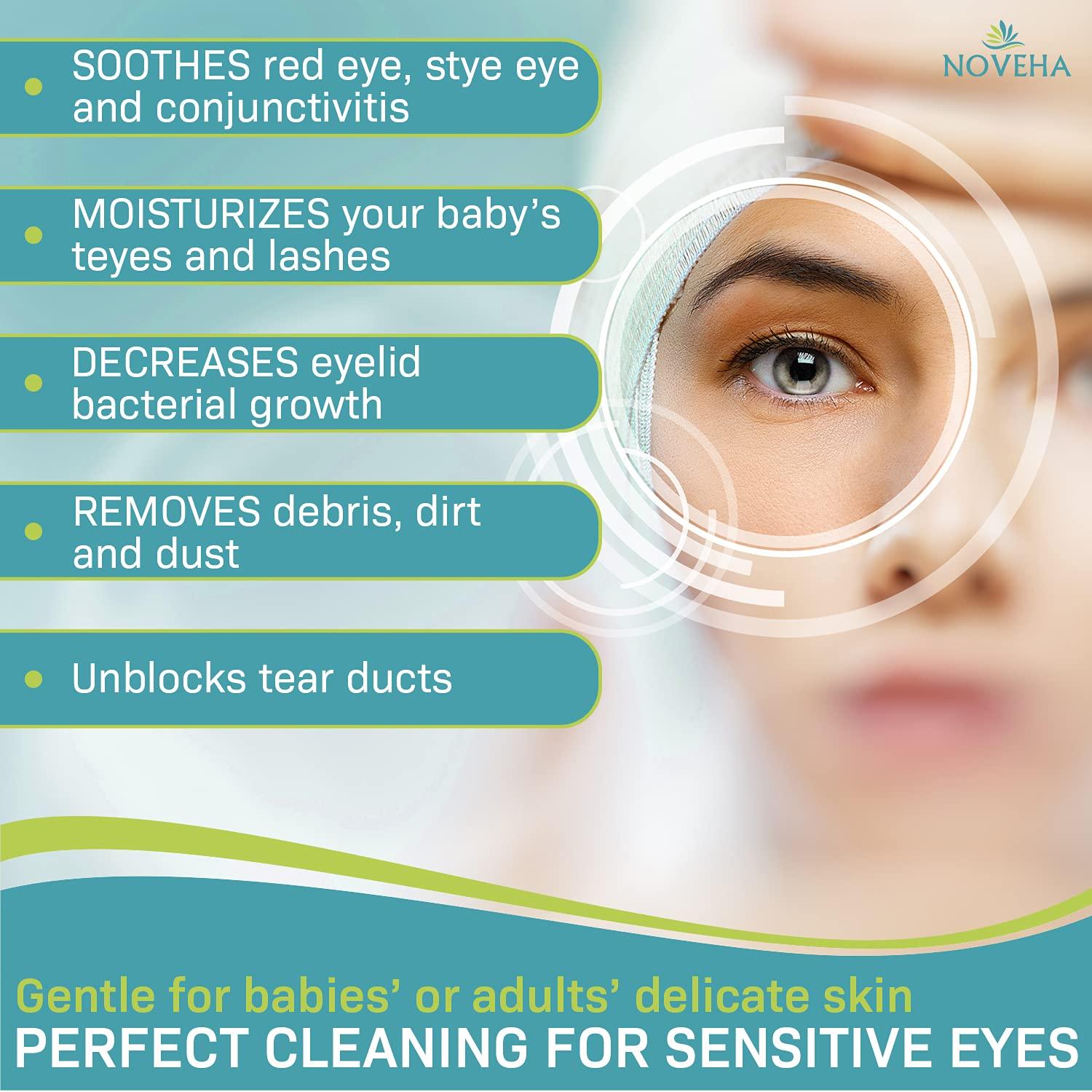 NOVEHA Sensitive & Hypoallergenic Baby Eyelid & Lash Wipes Safe