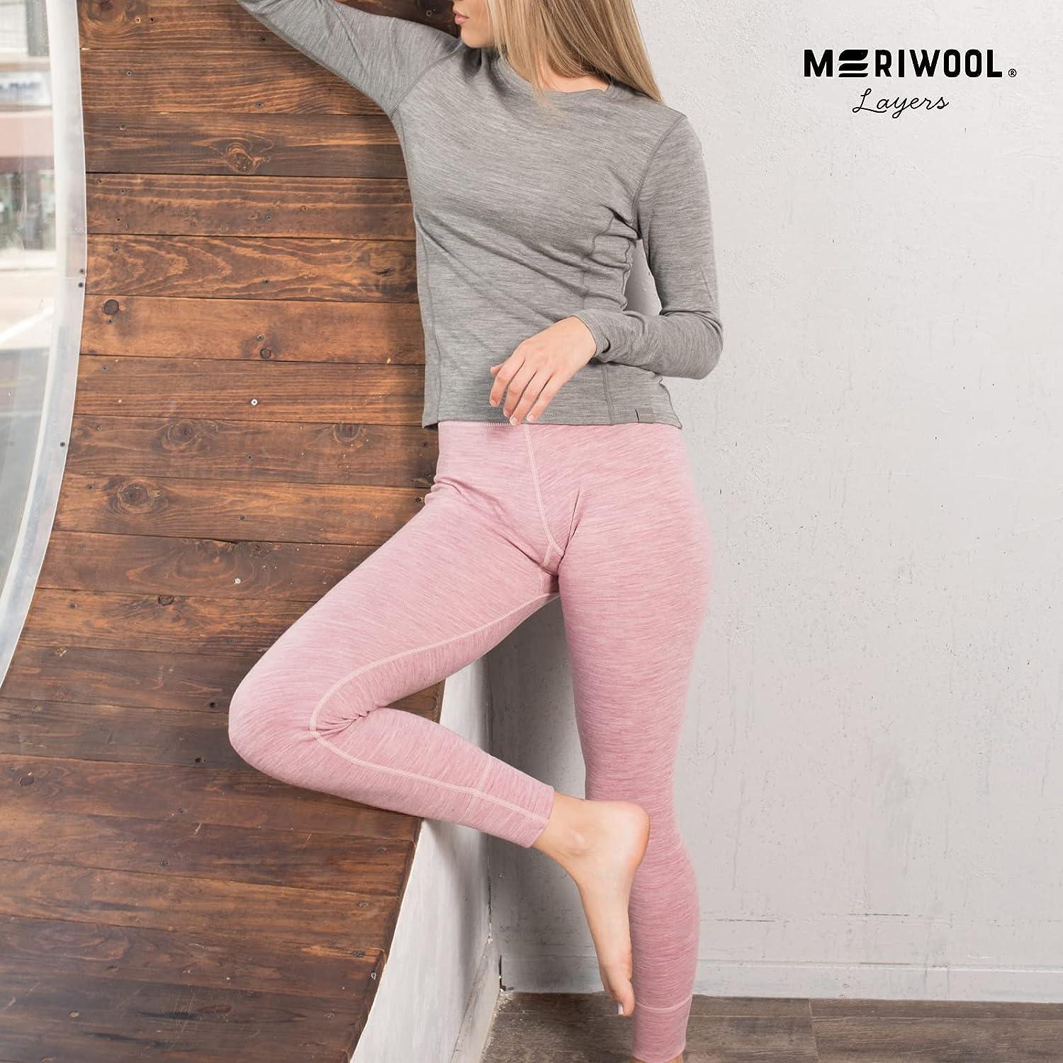 MERIWOOL Womens Base Layer Bottoms - Lightweight Merino Wool Thermal Pants  Gray Heather Small