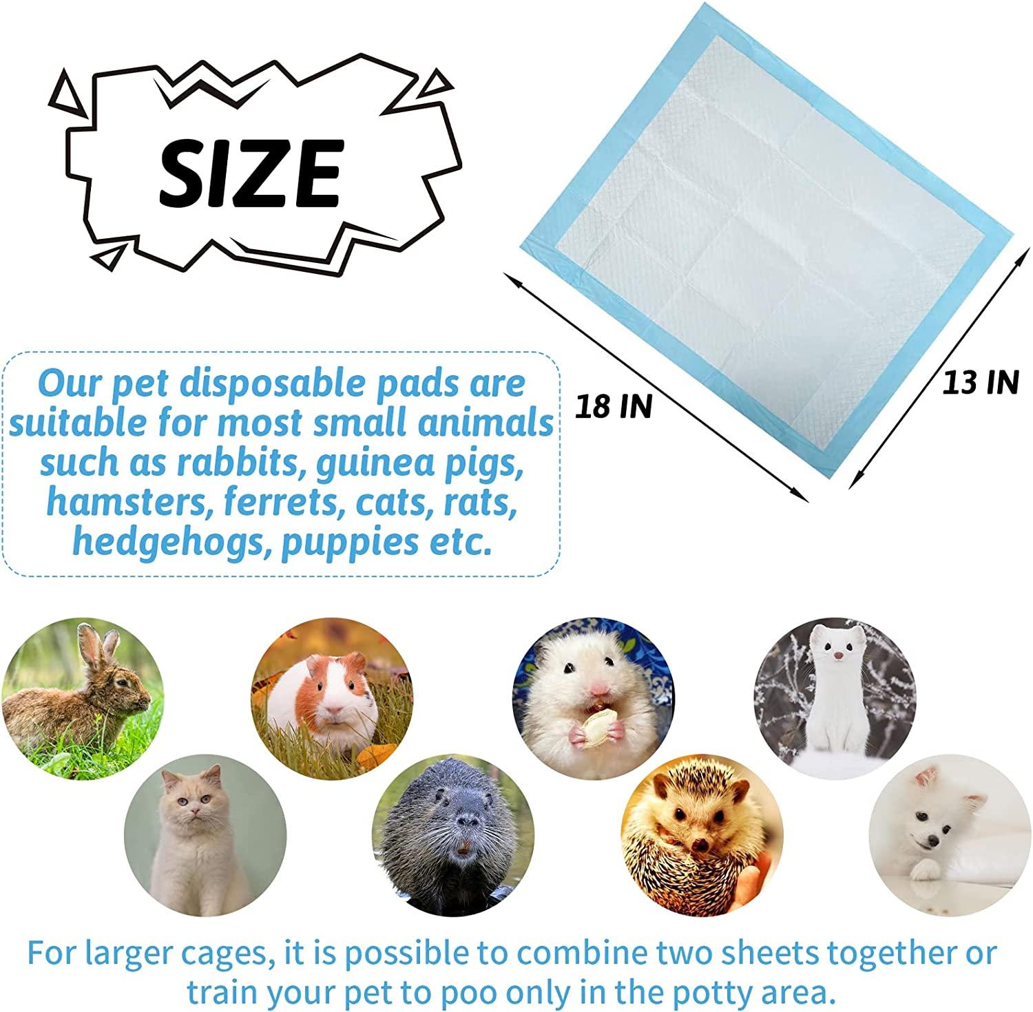 Tfwadmx 100 Pcs Rabbit Pee Pads Disposable Cage Liners LeakProof Super