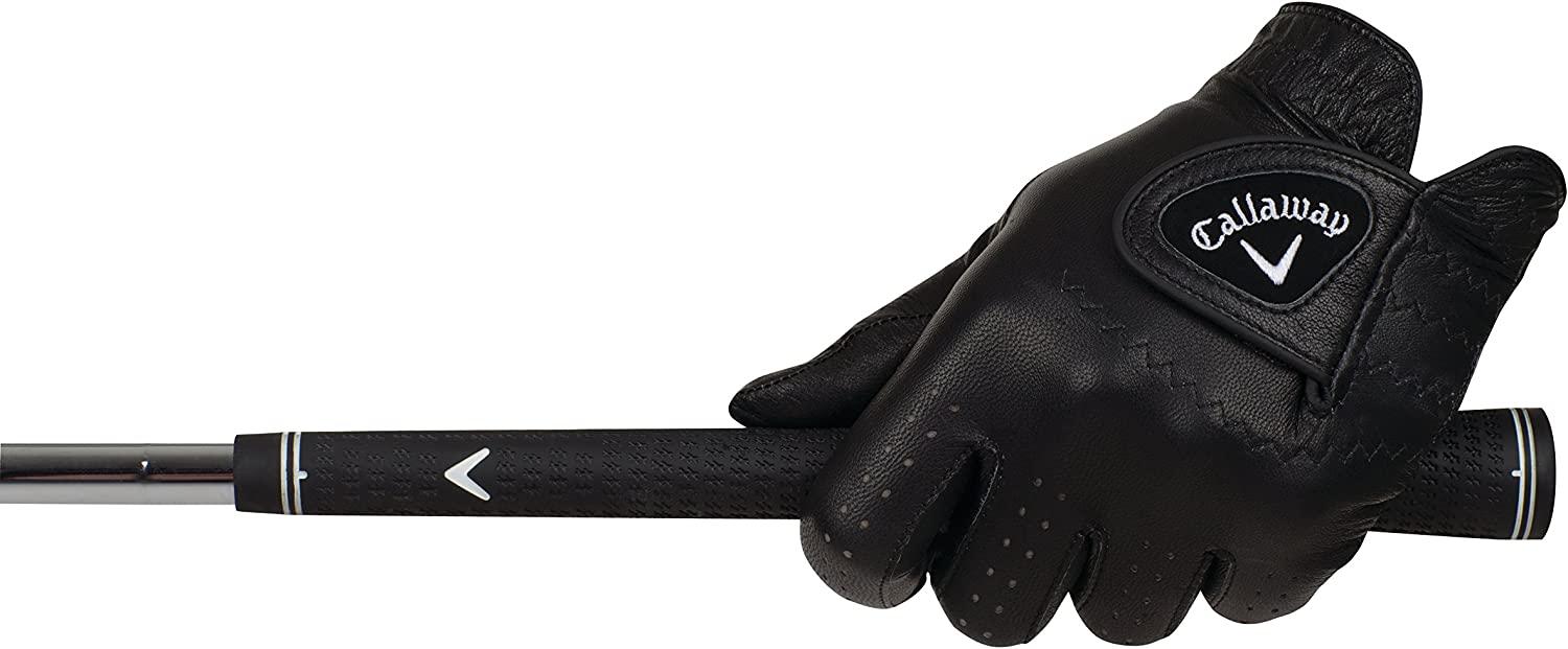 Callaway Men's OptiColor Leather Golf Glove Black, Large, Left Hand
