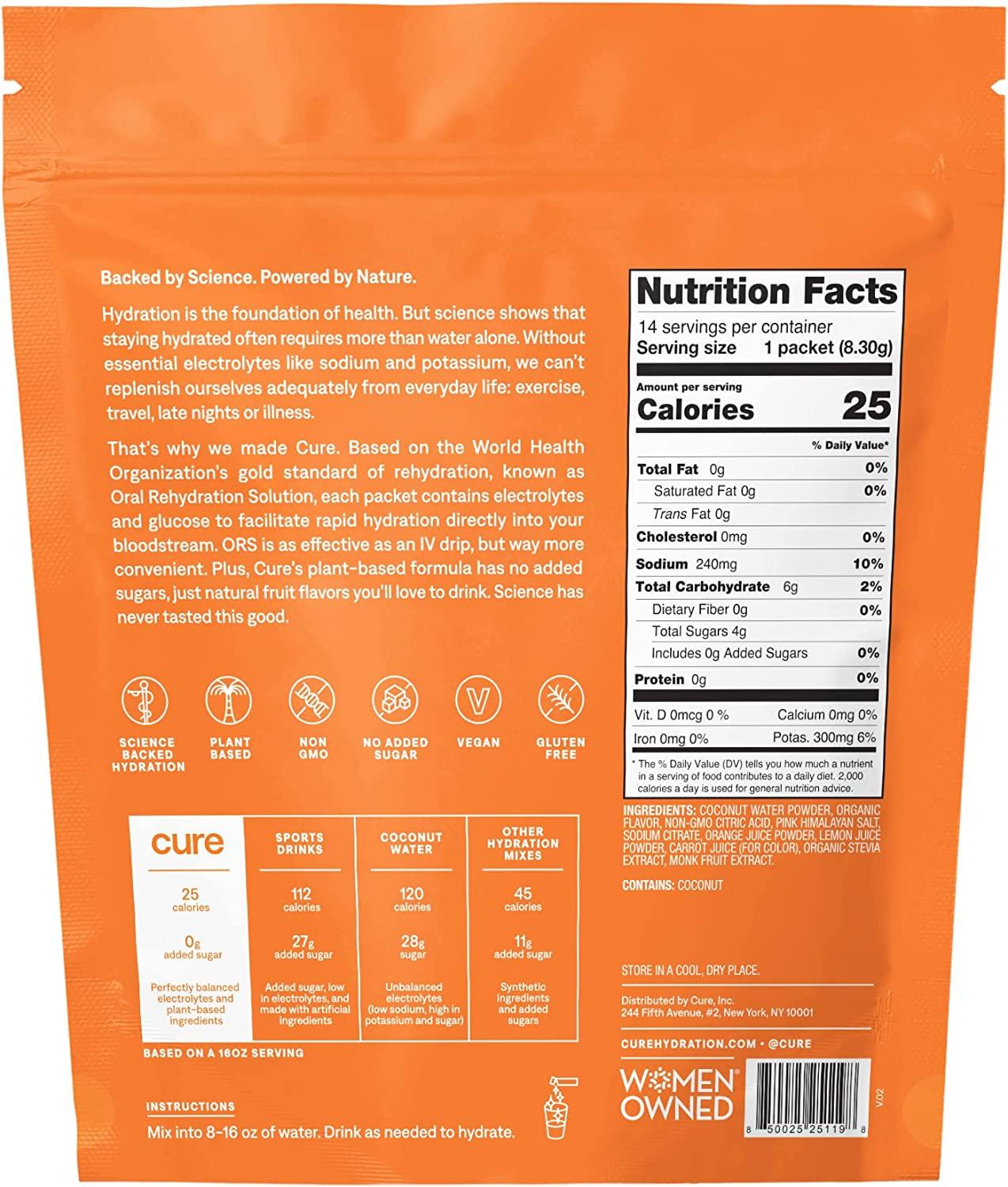 Cure Hydrating Electrolyte Mix Electrolyte Powder for Dehydration