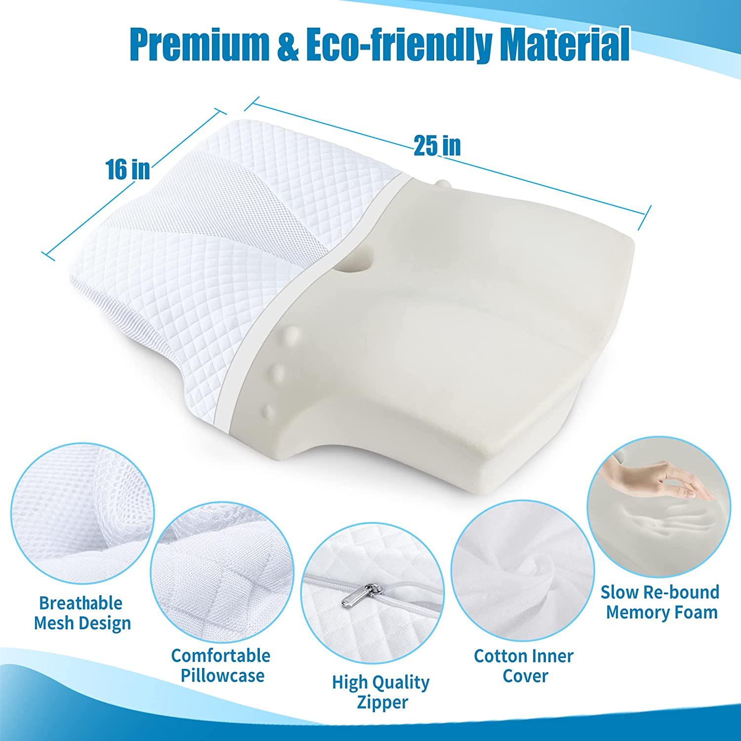 SAHEYER Memory Foam Cervical Pillow for Neck and Shoulder Pain Relief