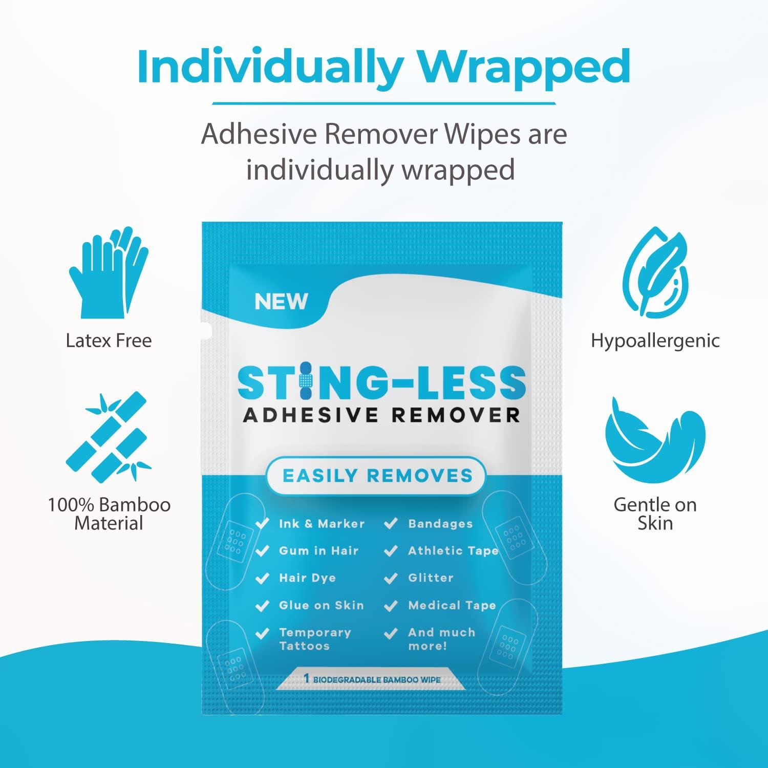 New Sting-Less Adhesive Remover Wipes, Bandage Adhesive Remover for Skin, Medical Adhesive Remover Wipes, Removes Bandages, Medical Tape, & Skin  Adhesive Remover, Stoma Wipes